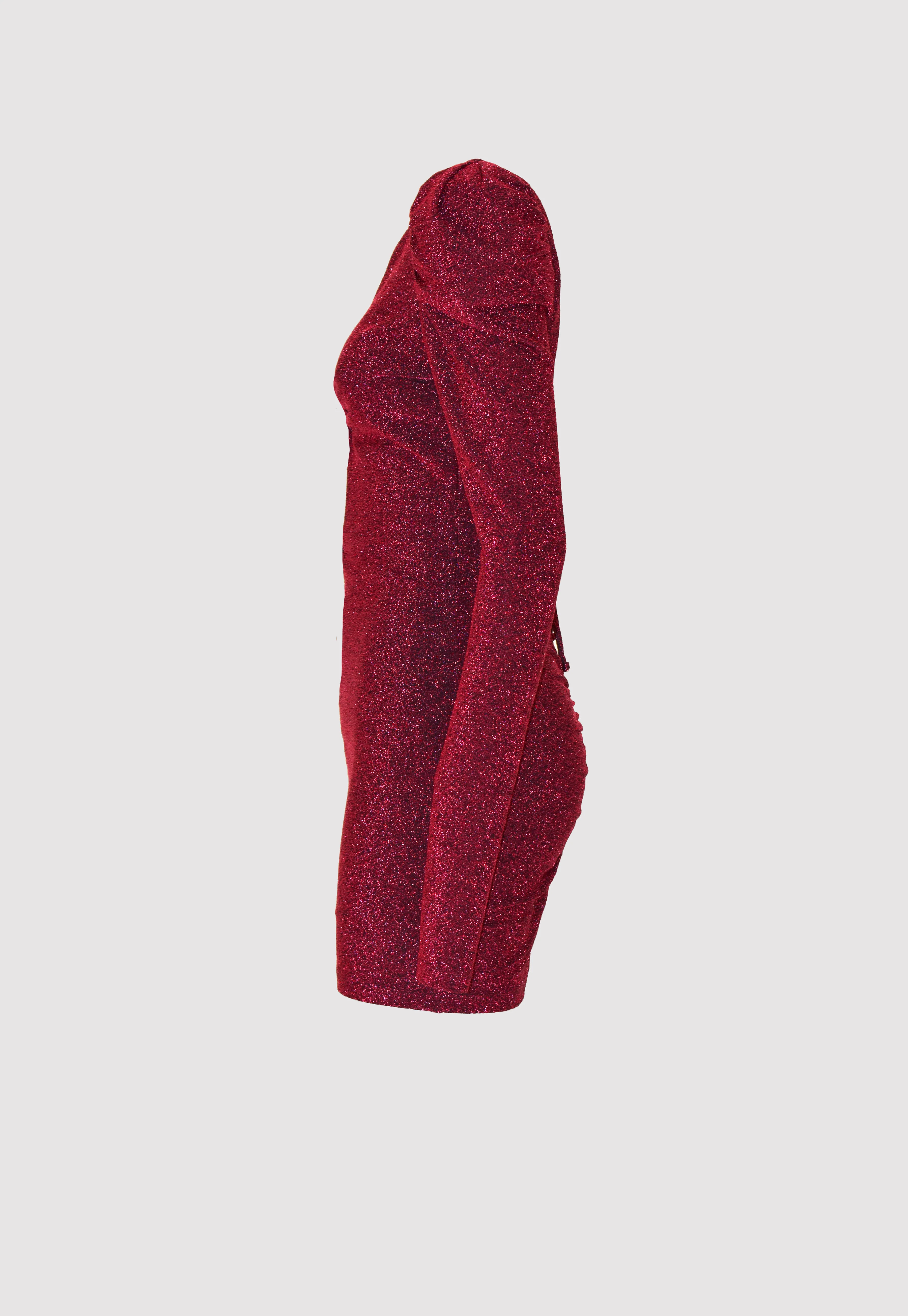 Abito ALTINAK maniche lunghe in tessuto glitterato con scollo a goccia - Image 8