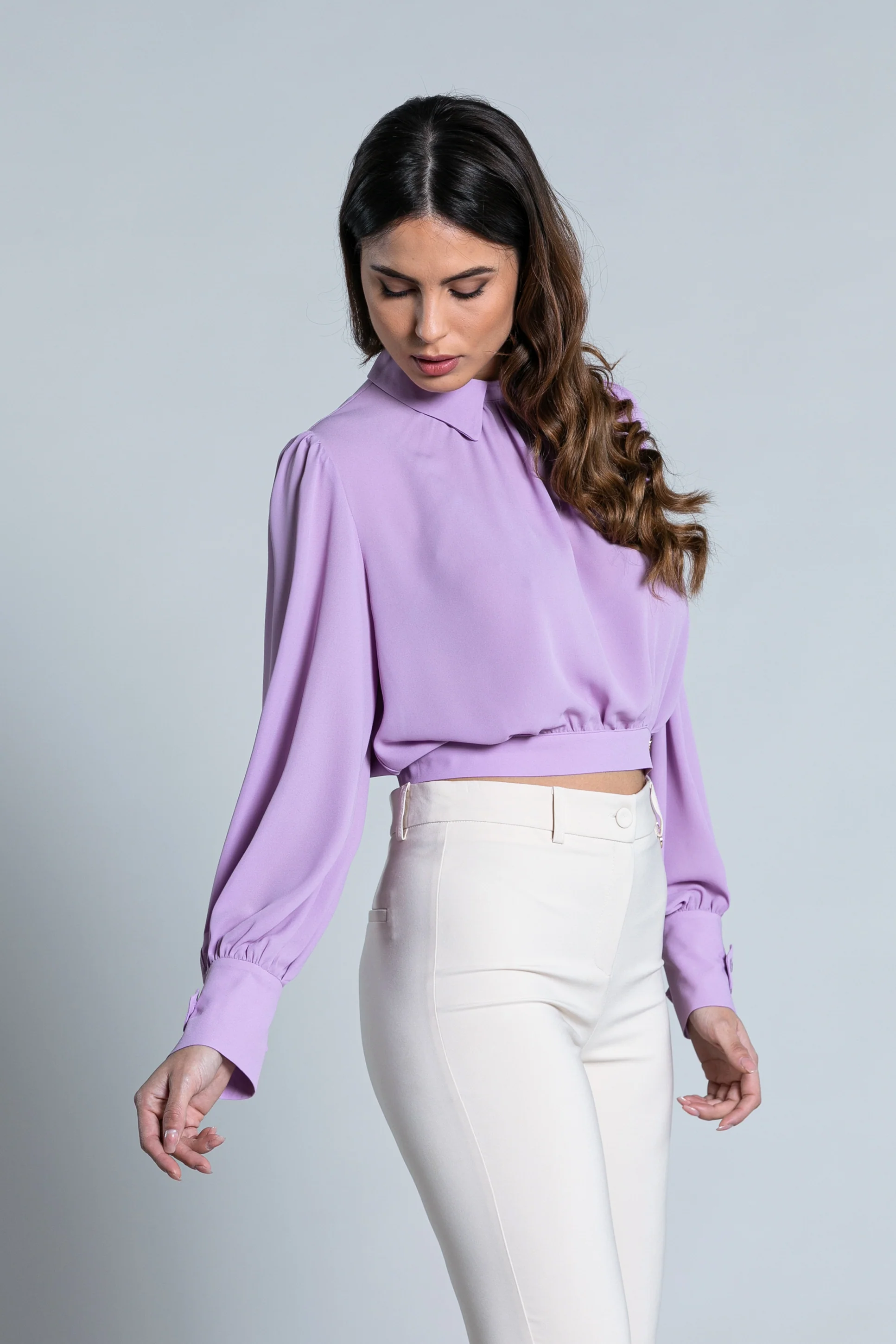 Blusa BABBA corta manica lunga con martingala più pieghe più apertura schiena - Image 5