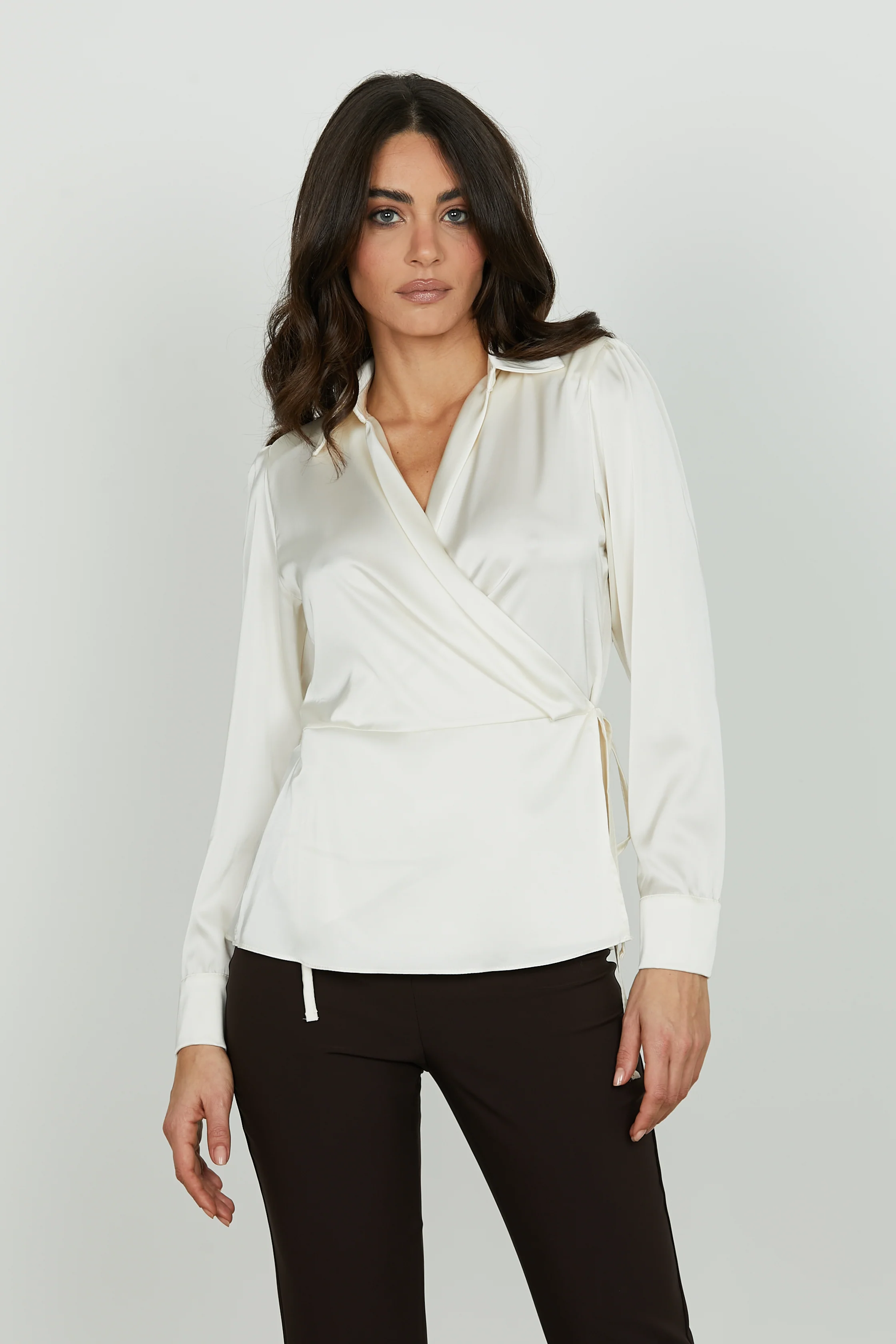 Blusa DUCA manica lunga scollo incrocio più laccetti