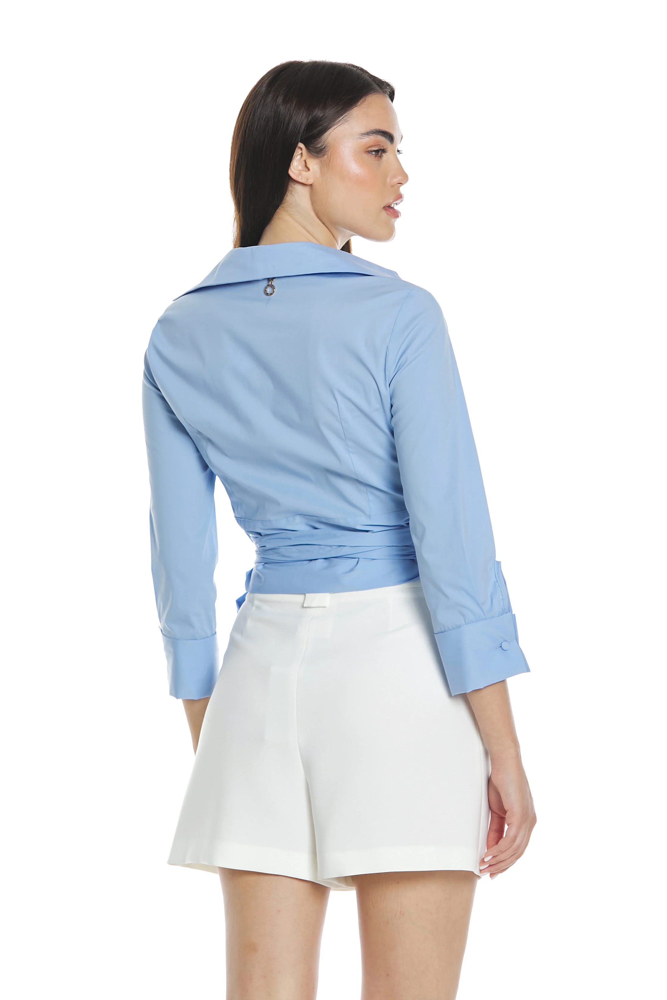 Blusa FIDES m.3/4 con doppio polso più bottoni gemelli sc.incrocio con fusciacca - Image 4