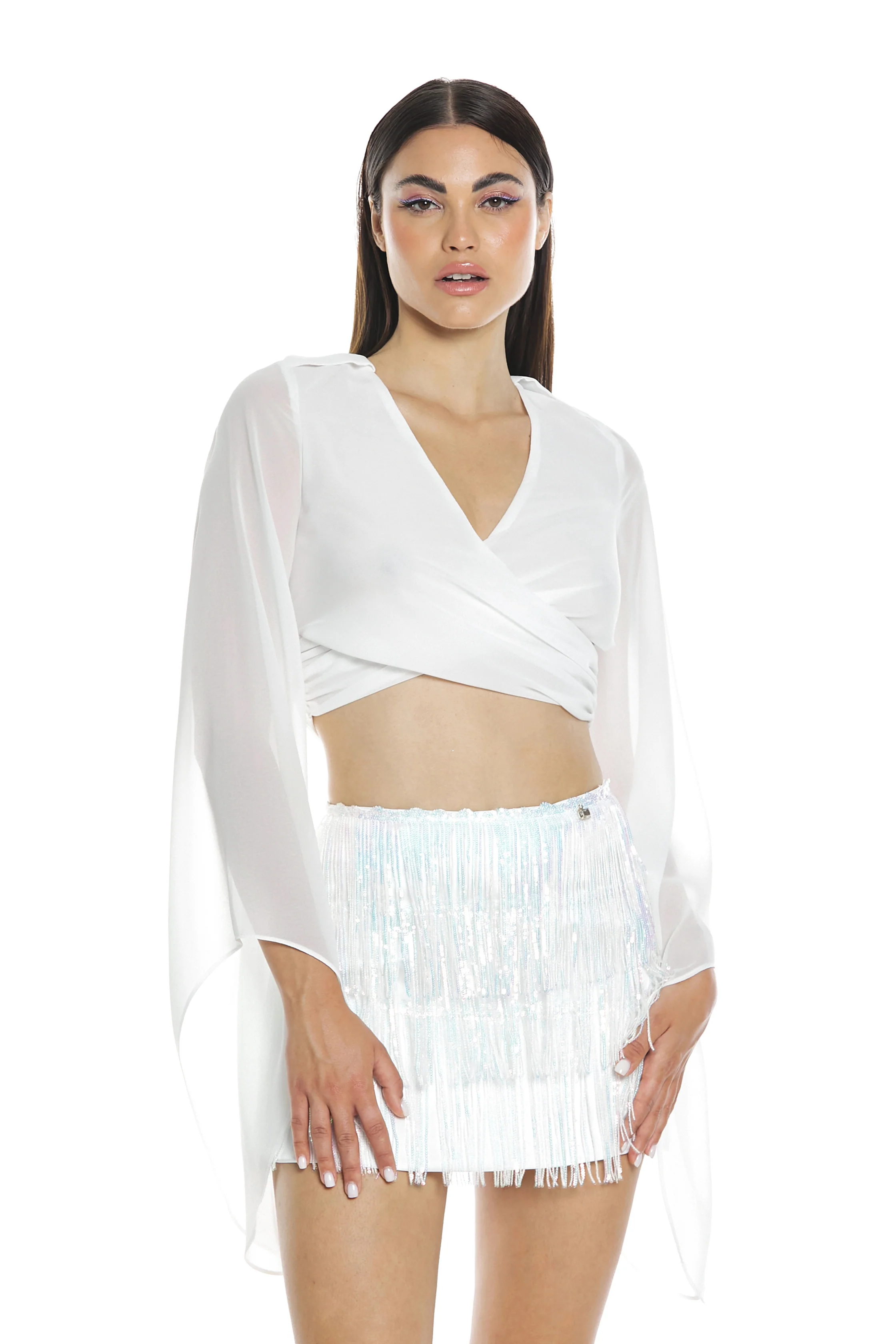 Blusa KEENE manica lunga rinascimentale sc.v incrocio con laccio dietro più zip retro - Image 2