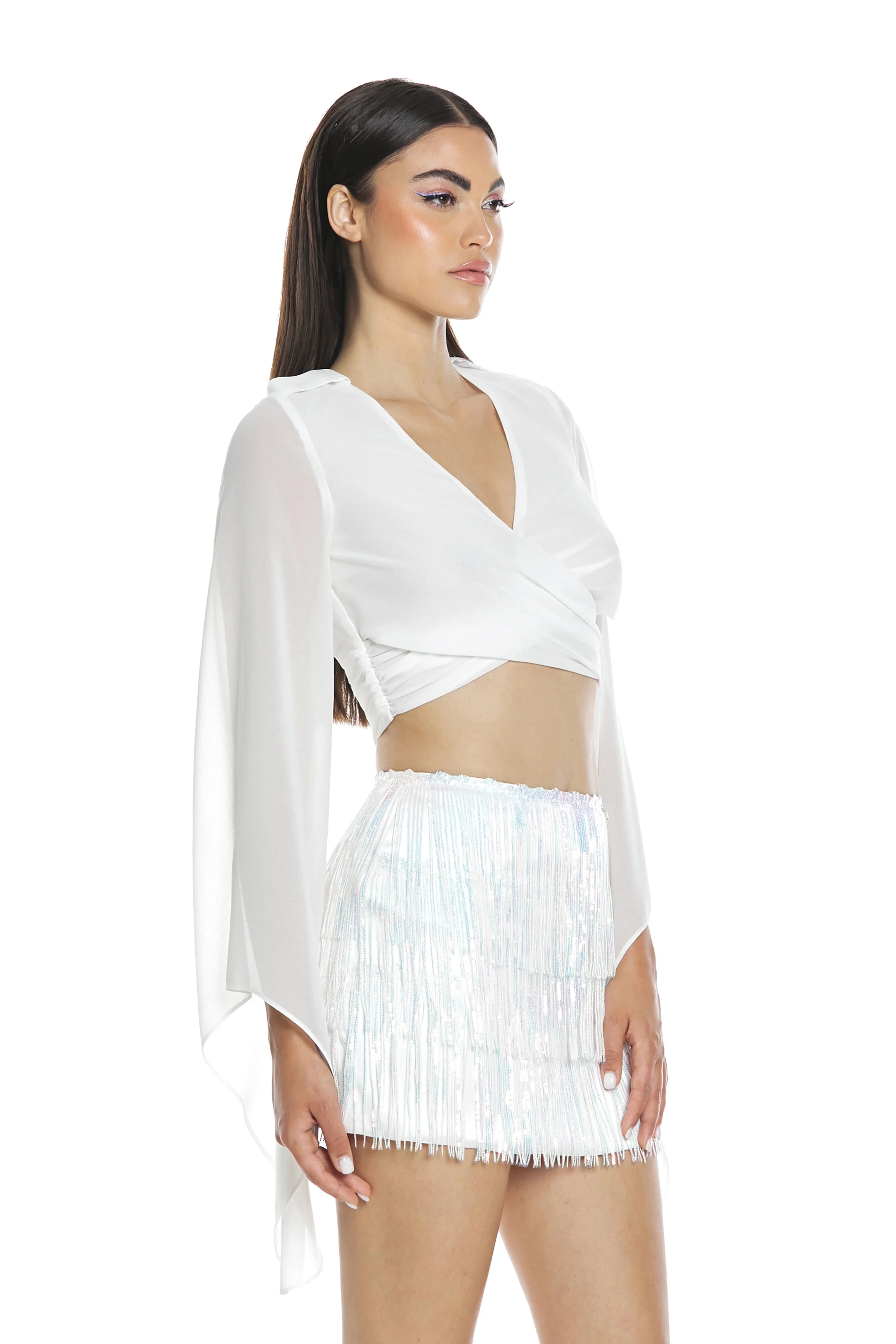 Blusa KEENE manica lunga rinascimentale sc.v incrocio con laccio dietro più zip retro - Image 3