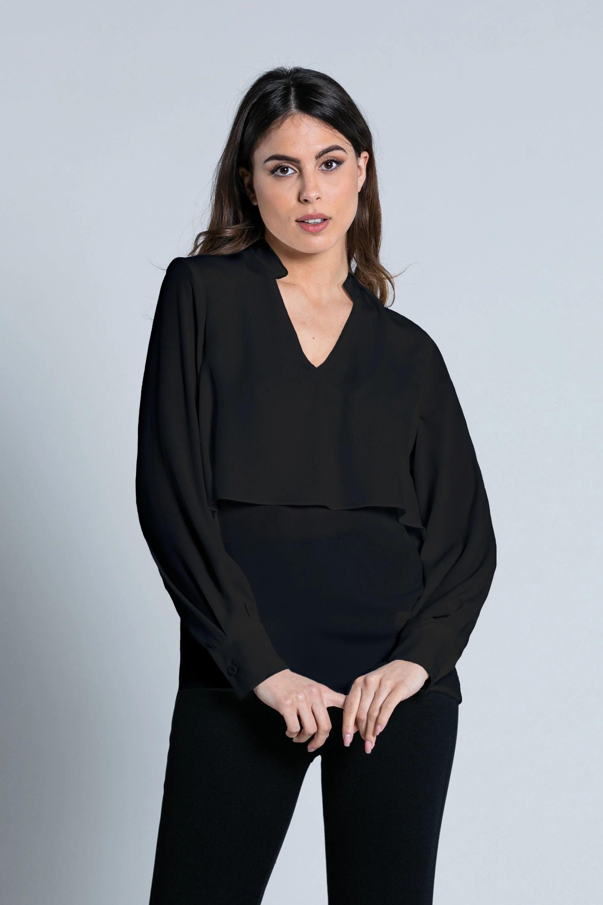 Blusa LADIO manica lunga scollo v con pannello - Image 4