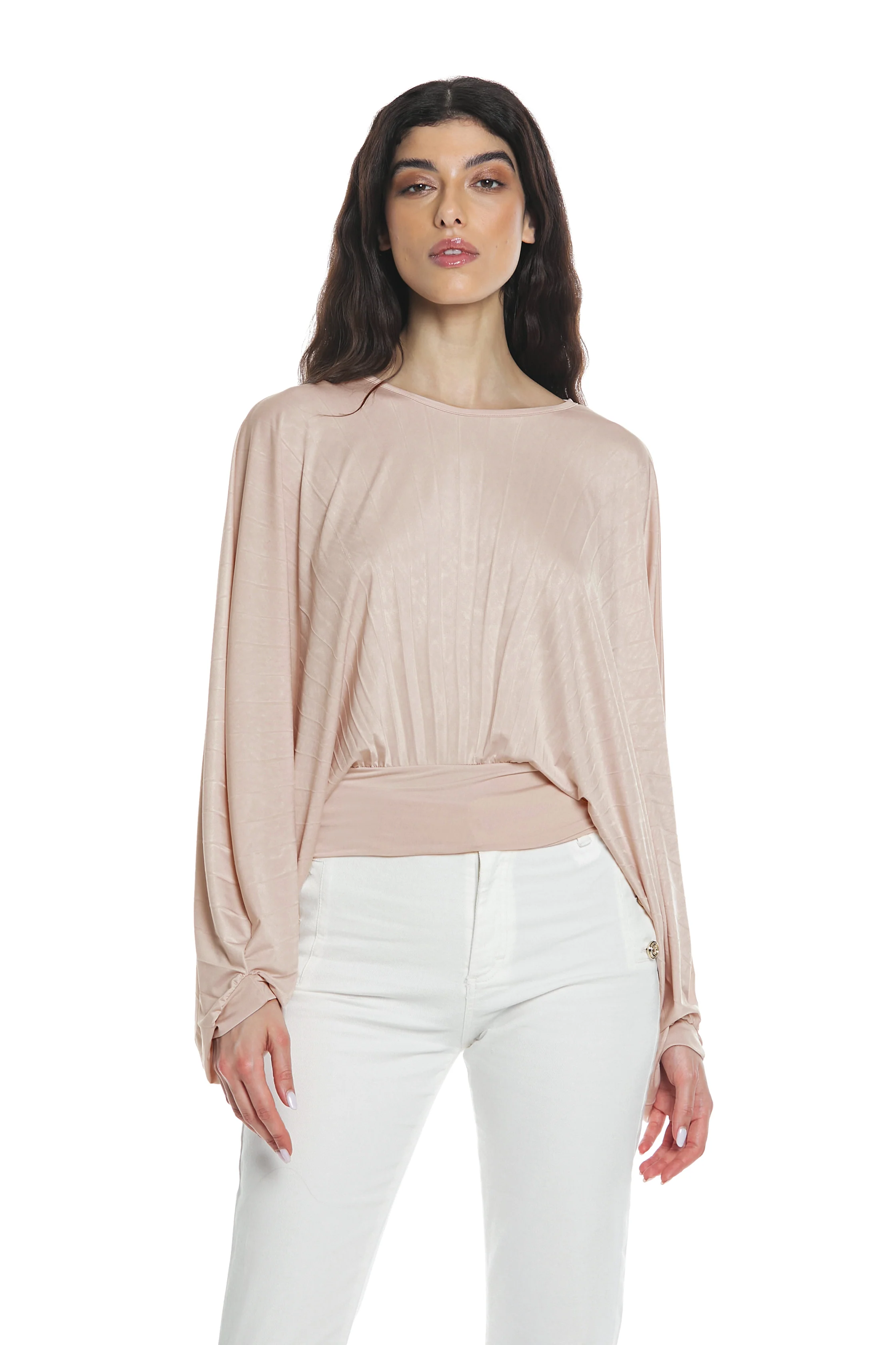 Blusa LYDEZ manica lunga pipistrello con goccia più laccetto spalle con logo plisse' - Image 2