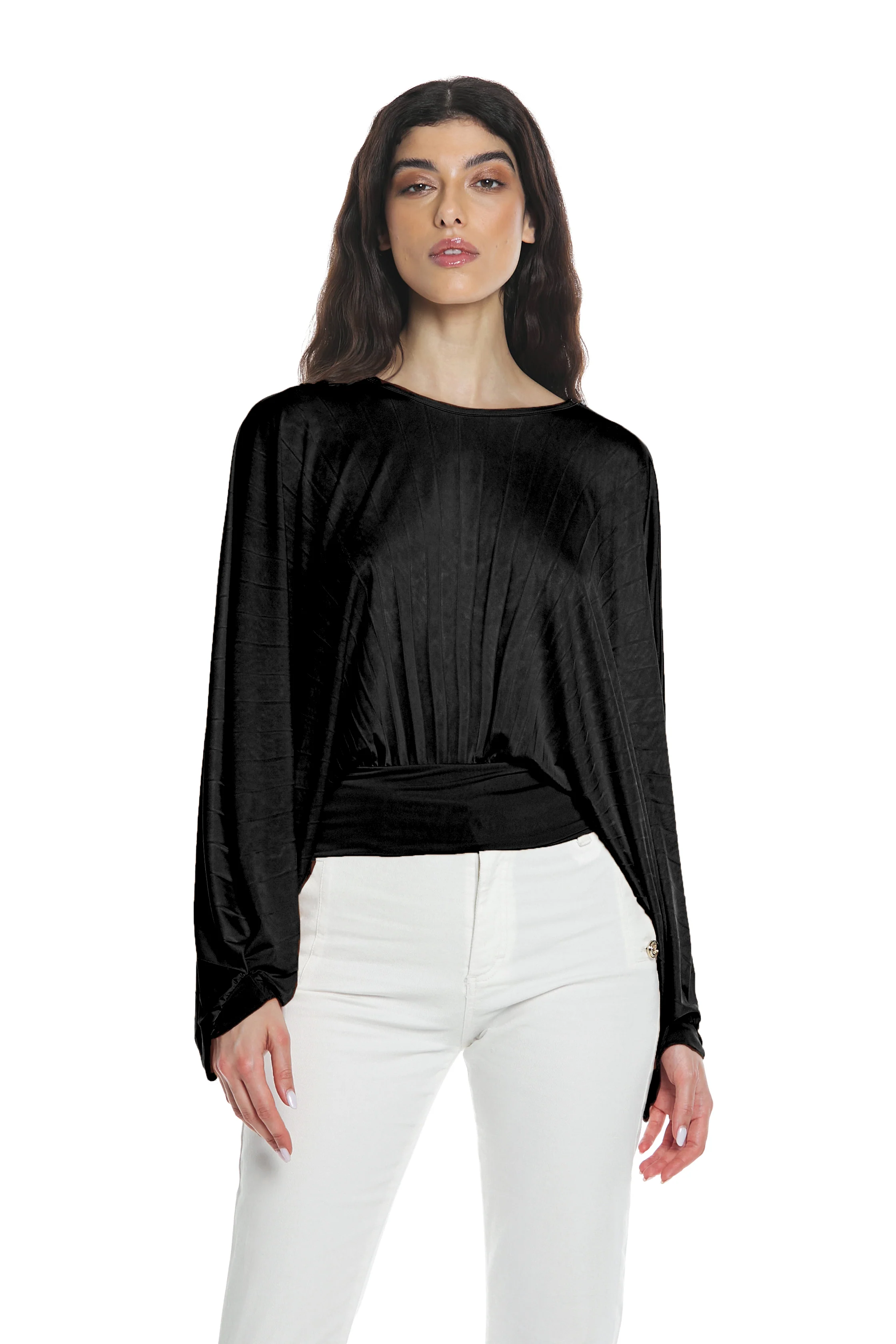Blusa LYDEZ manica lunga pipistrello con goccia più laccetto spalle con logo plisse' - Image 6