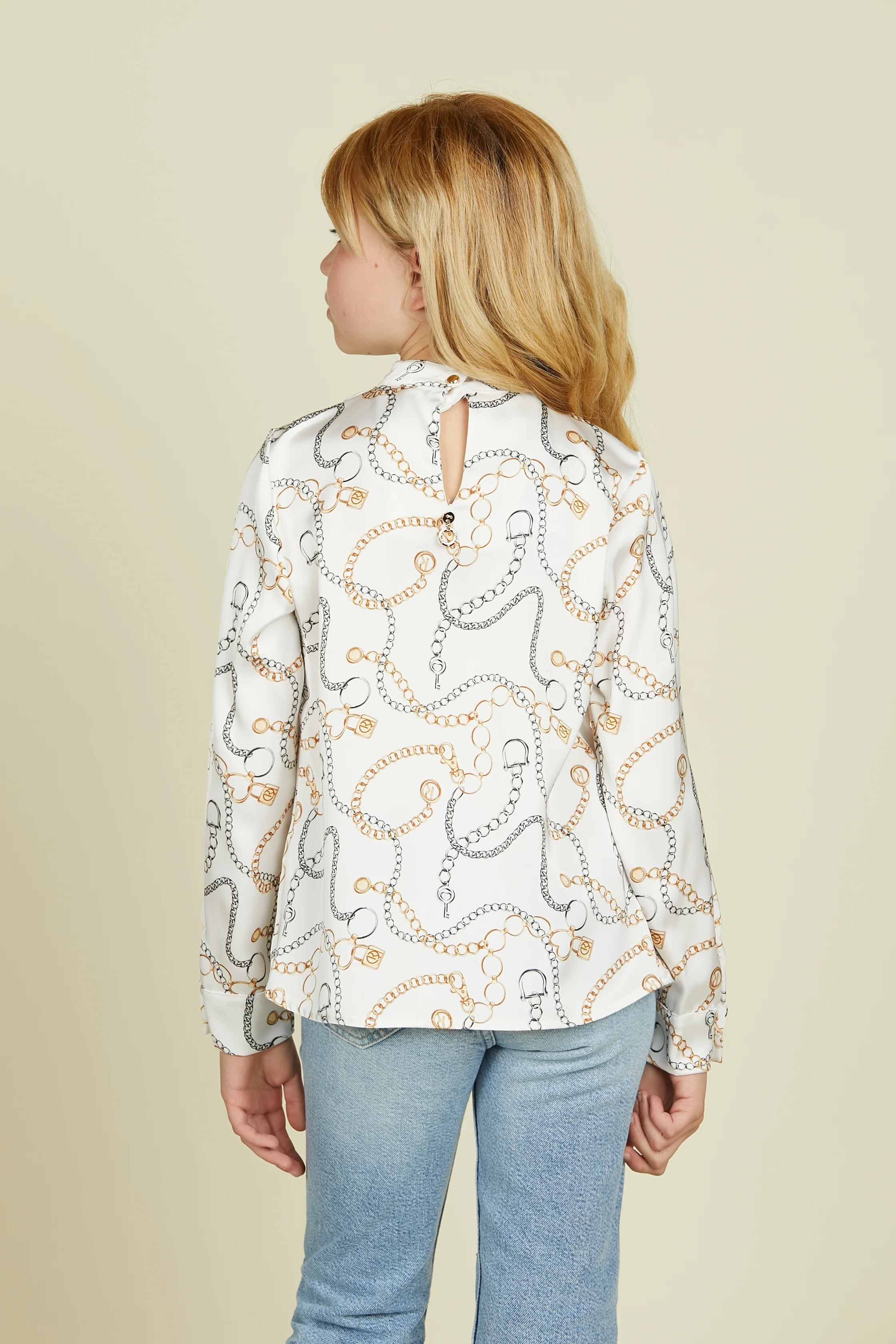 Blusa ROSSY/A  manica lunga con pinces fantasia catene - Image 3