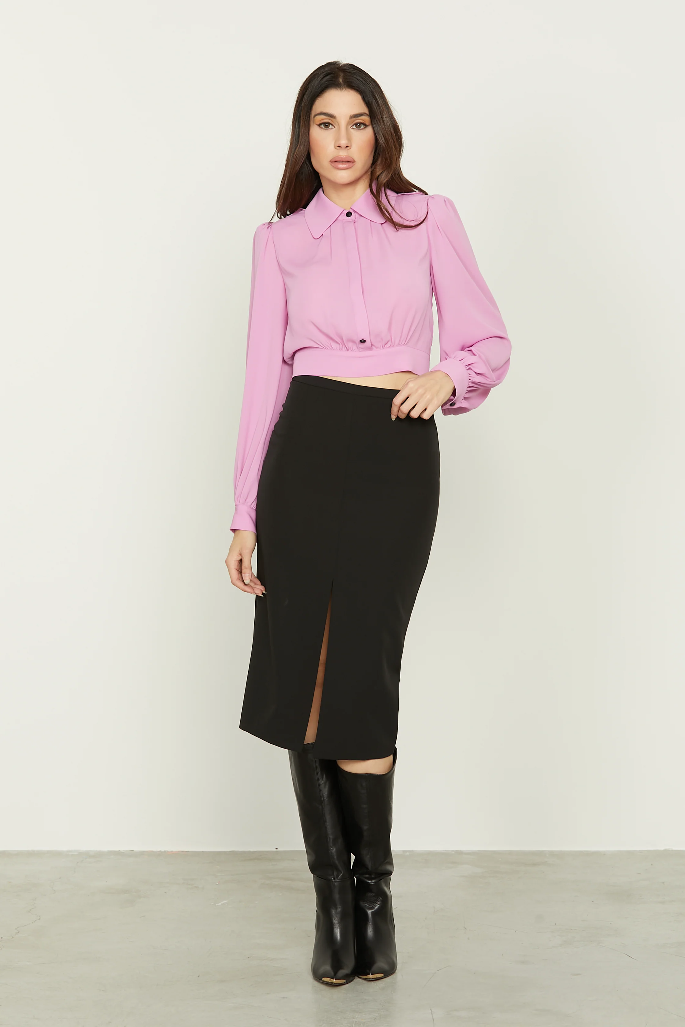 Blusa SABBIA corta manica lunga con mrtingala più apertura schiena più fusciacca - Image 5