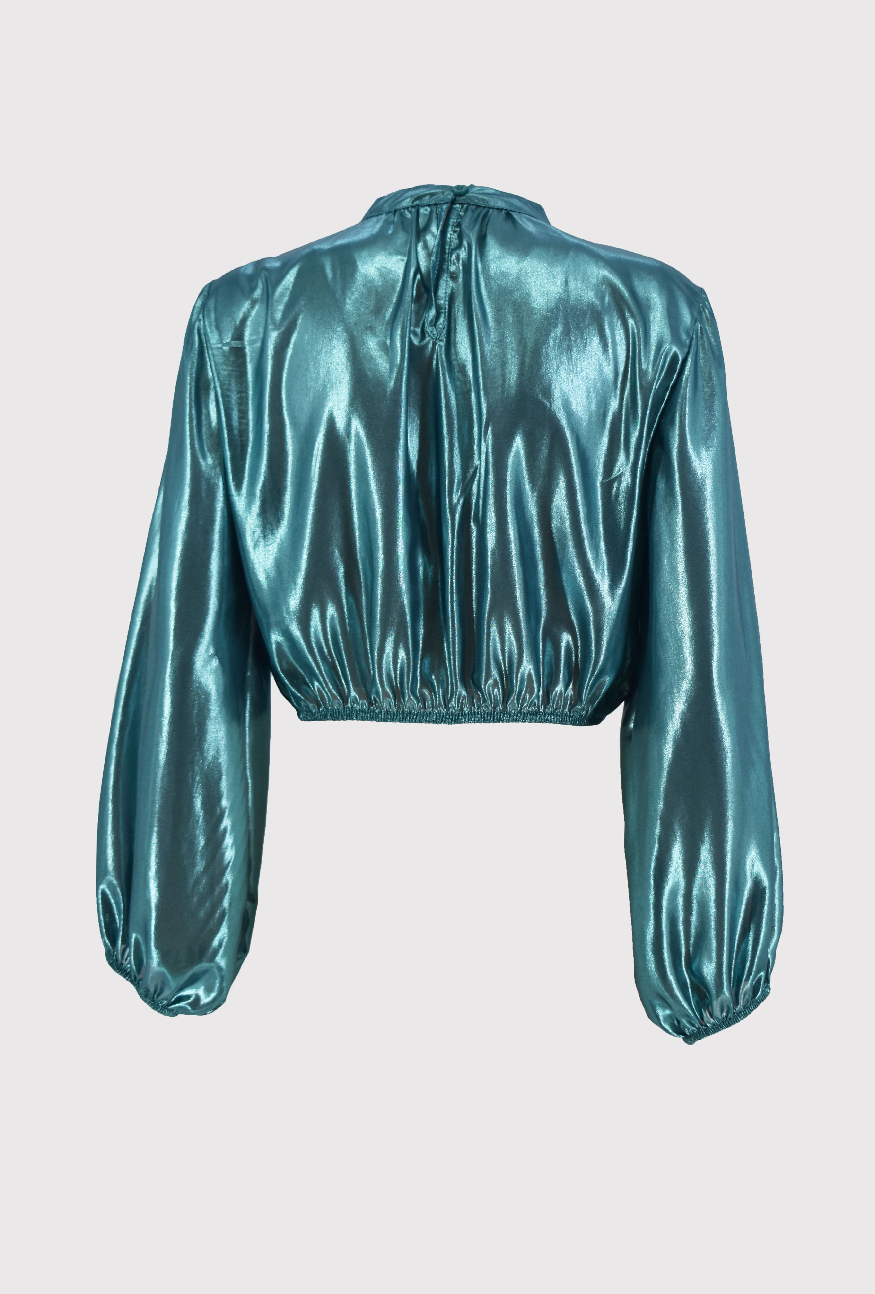 Blusa VIRGIN maniche lunghe in tessuto lucido e elastico in vita - Image 7
