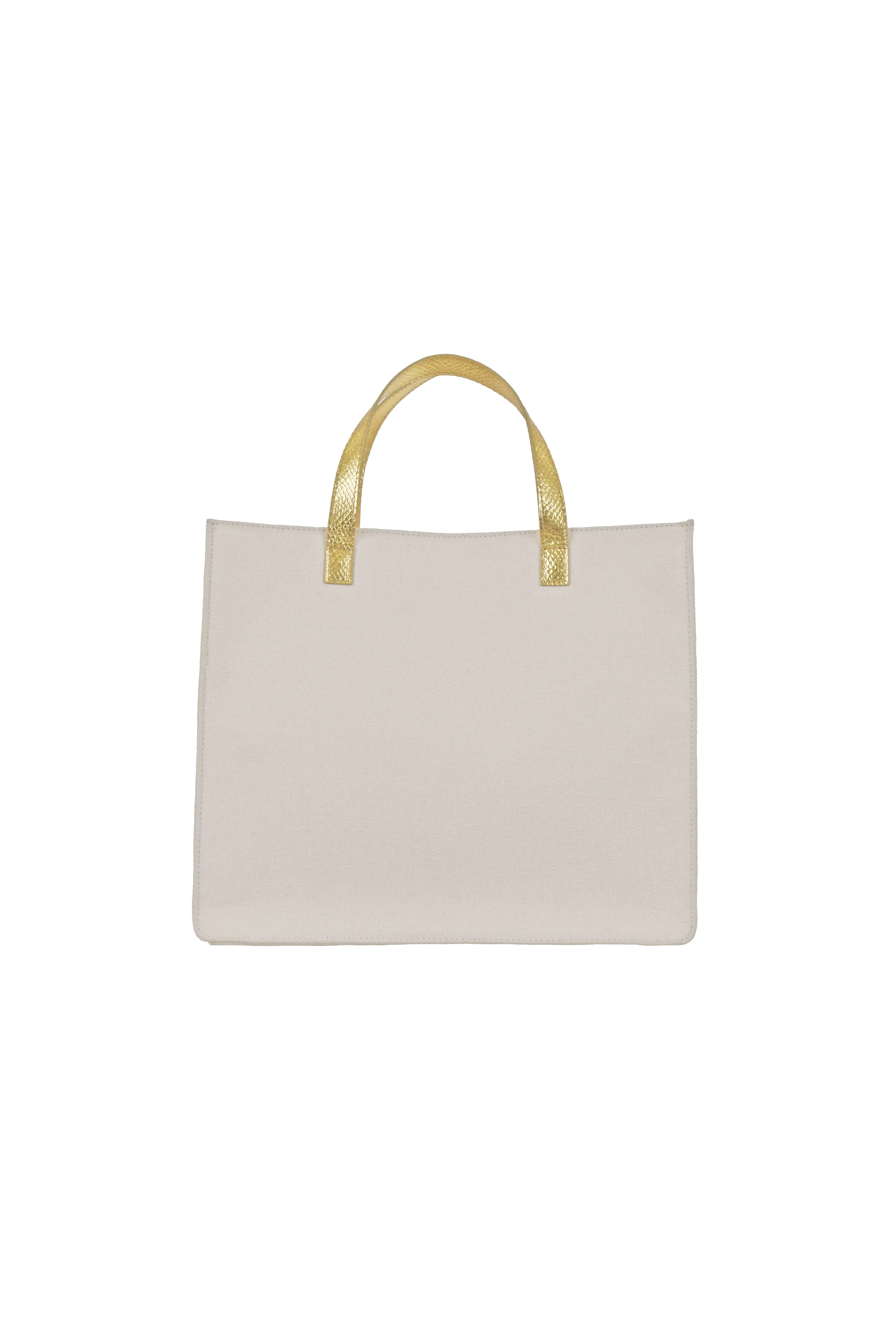 Borsa SQUARE 2 Manici Pitonati più Zip più Anelli più Ricamo Logo Canvas - Image 3