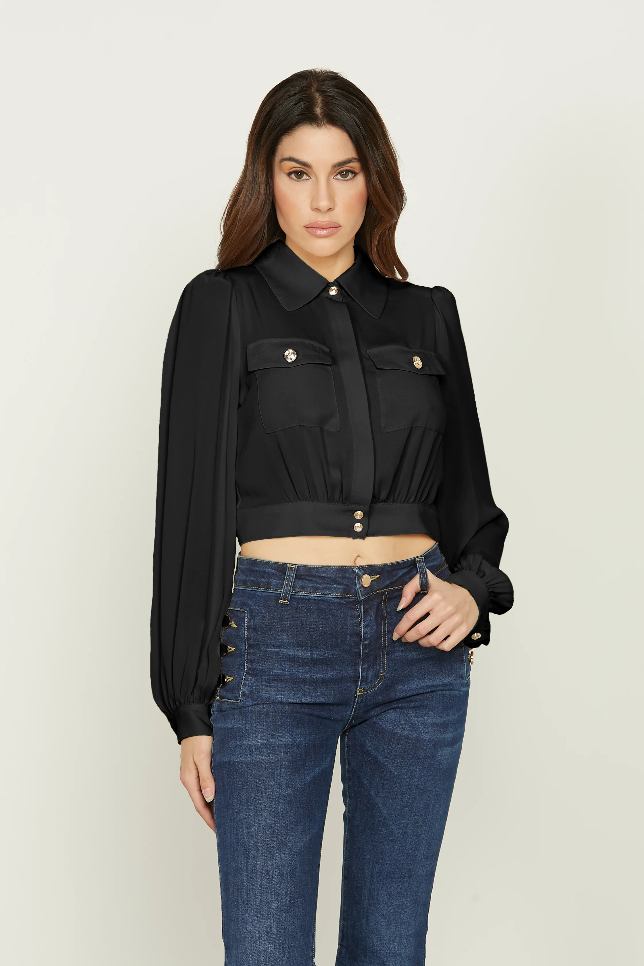 Camicia CYRENE manica lunga con tasche più elastico schiena - Image 5