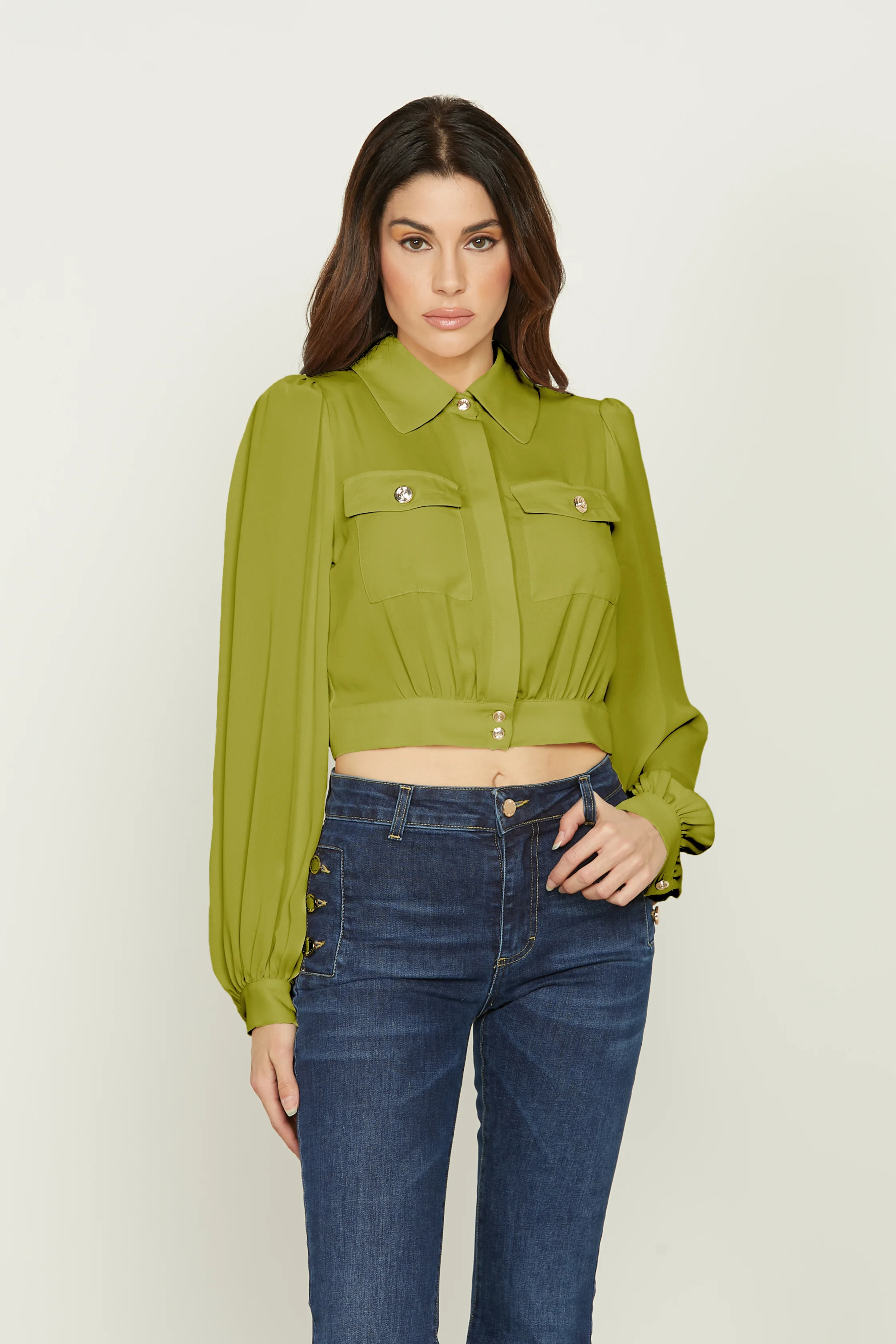 Camicia CYRENE manica lunga con tasche più elastico schiena - Image 6