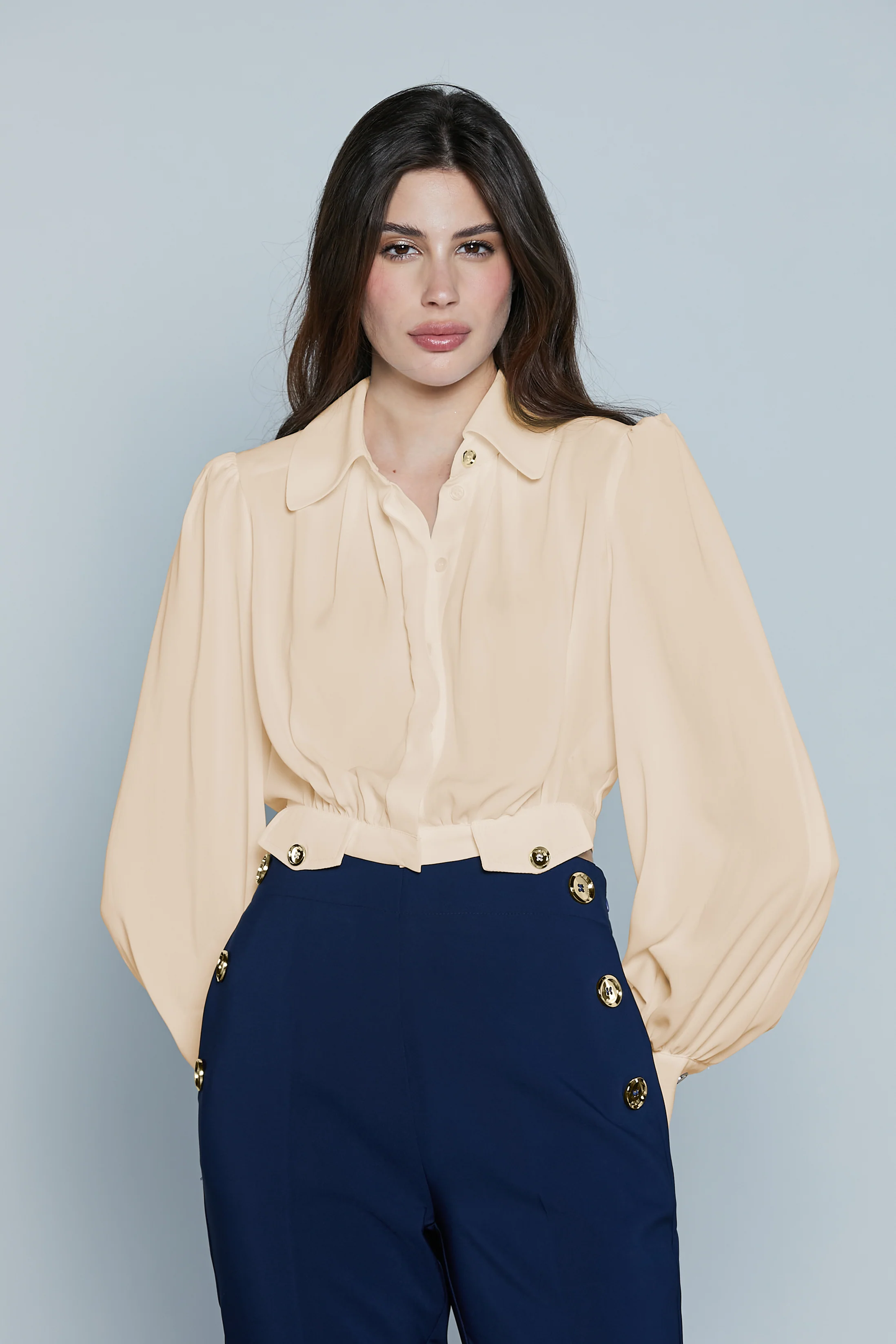Camicia KUGAT Corta M/L con Arricci più Pieghe più Patte Fondo - Image 5