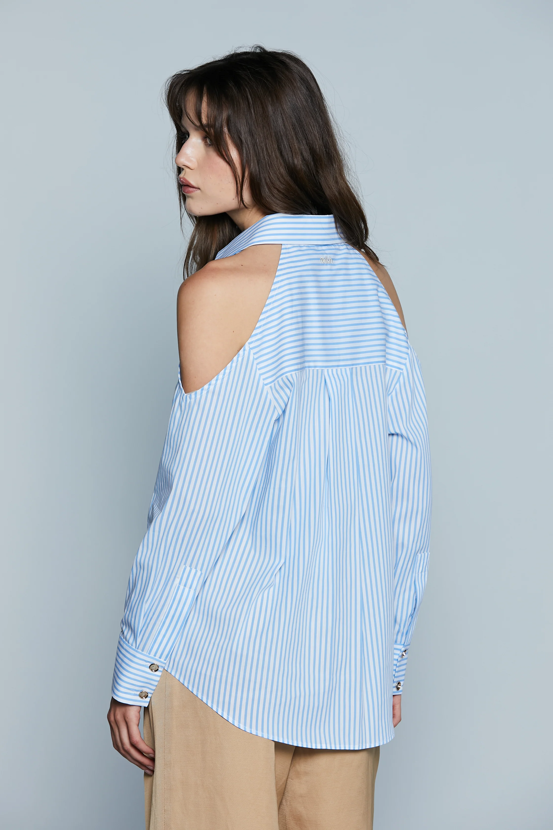 Camicia ORIHUELA Lunga M/L con Apertura Spalle più Ricamo Logo più Strass Righe - Image 3