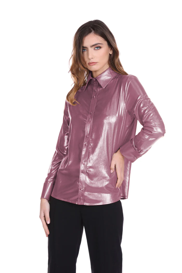 Camicia SATIVA manica lunga con risvolto polsi più bottoni con catena spalmato - Image 4