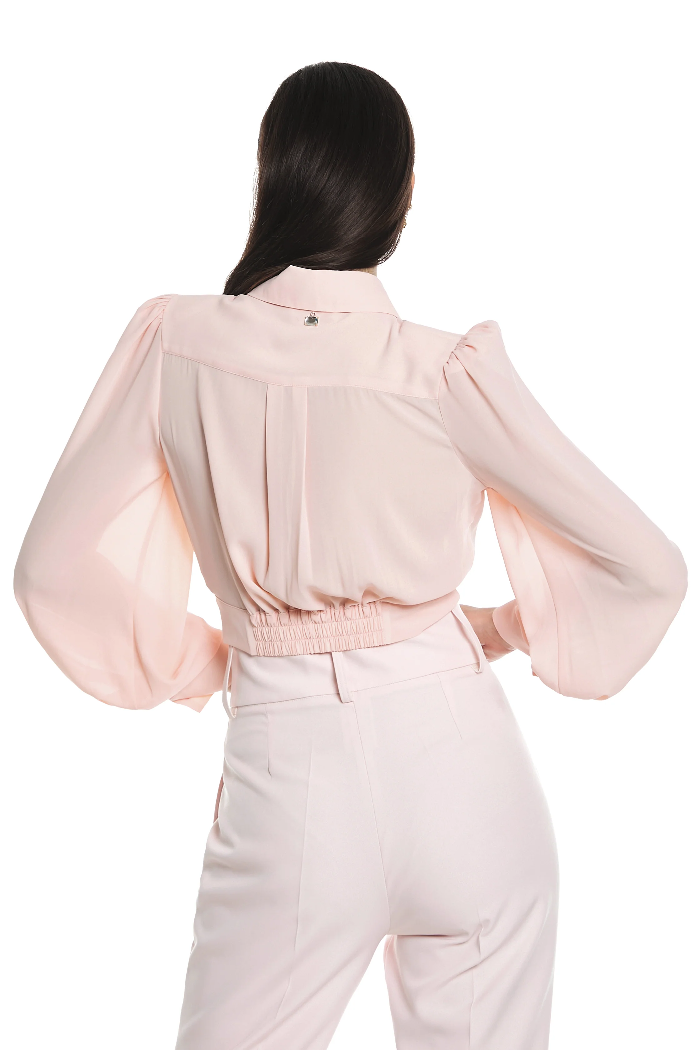 Camicia STAUROLITE manica lunga con spallina più arricci più tasca più vele più nappina catene pend. - Image 4