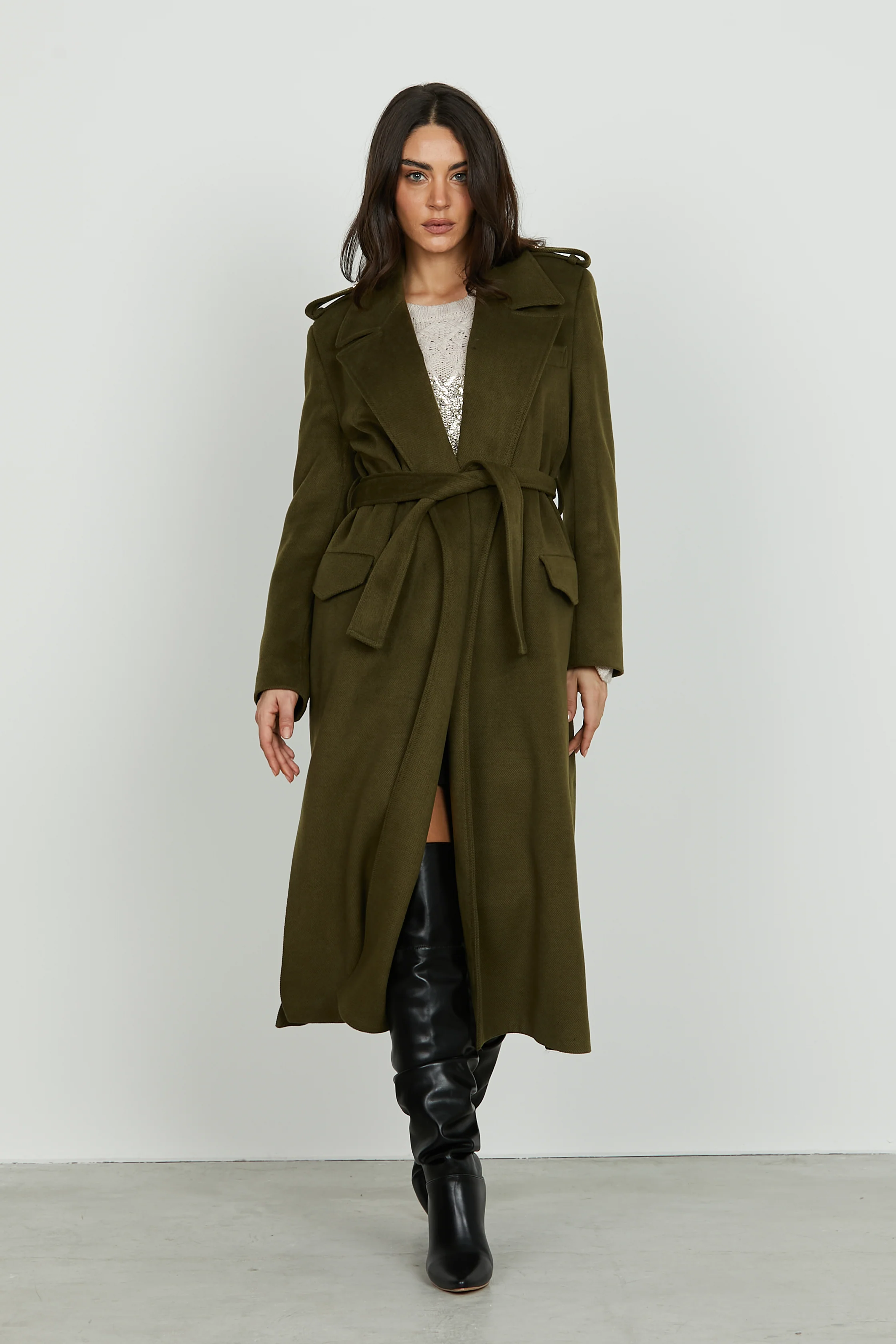 Cappotto SHISPA lungo manica lunga con alette più patte più cintura