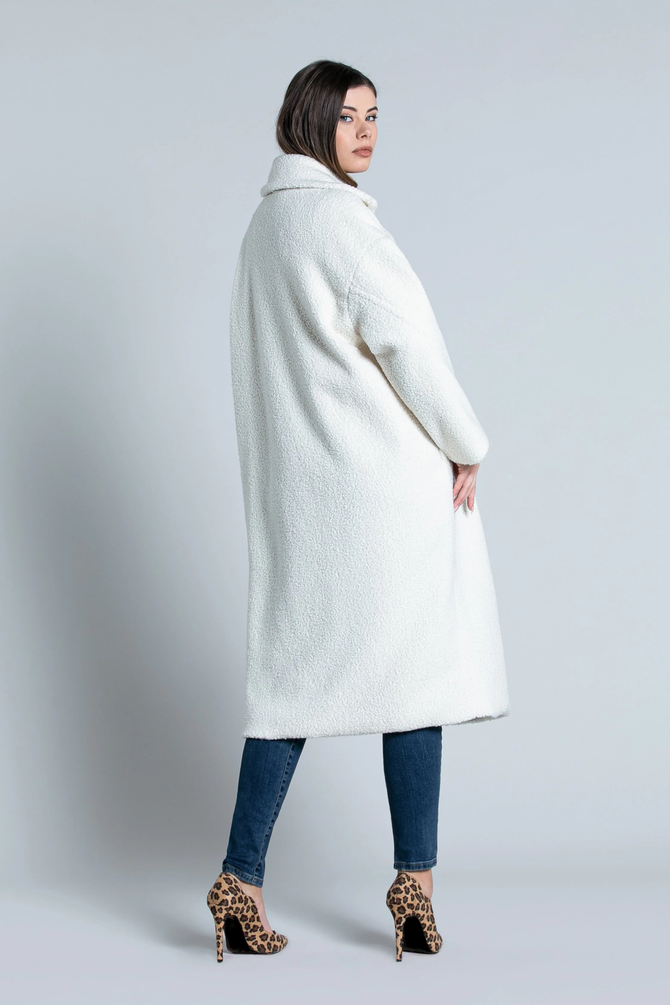 Cappotto TEDDYS lungo manica lunga over doppio petto orsetto - Image 4