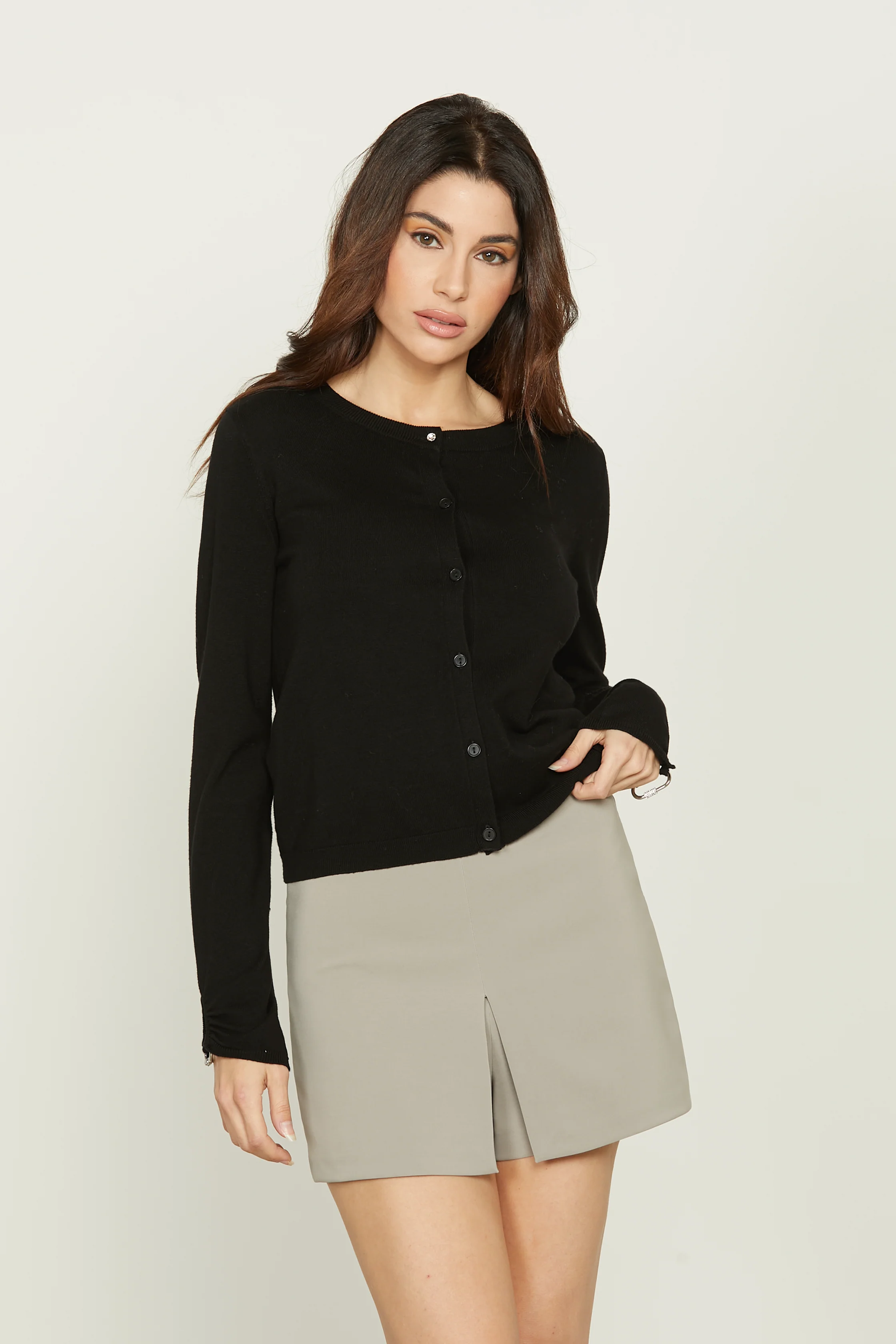 Cardigan ATALANTA manica lunga con apertura più applicazione con strass