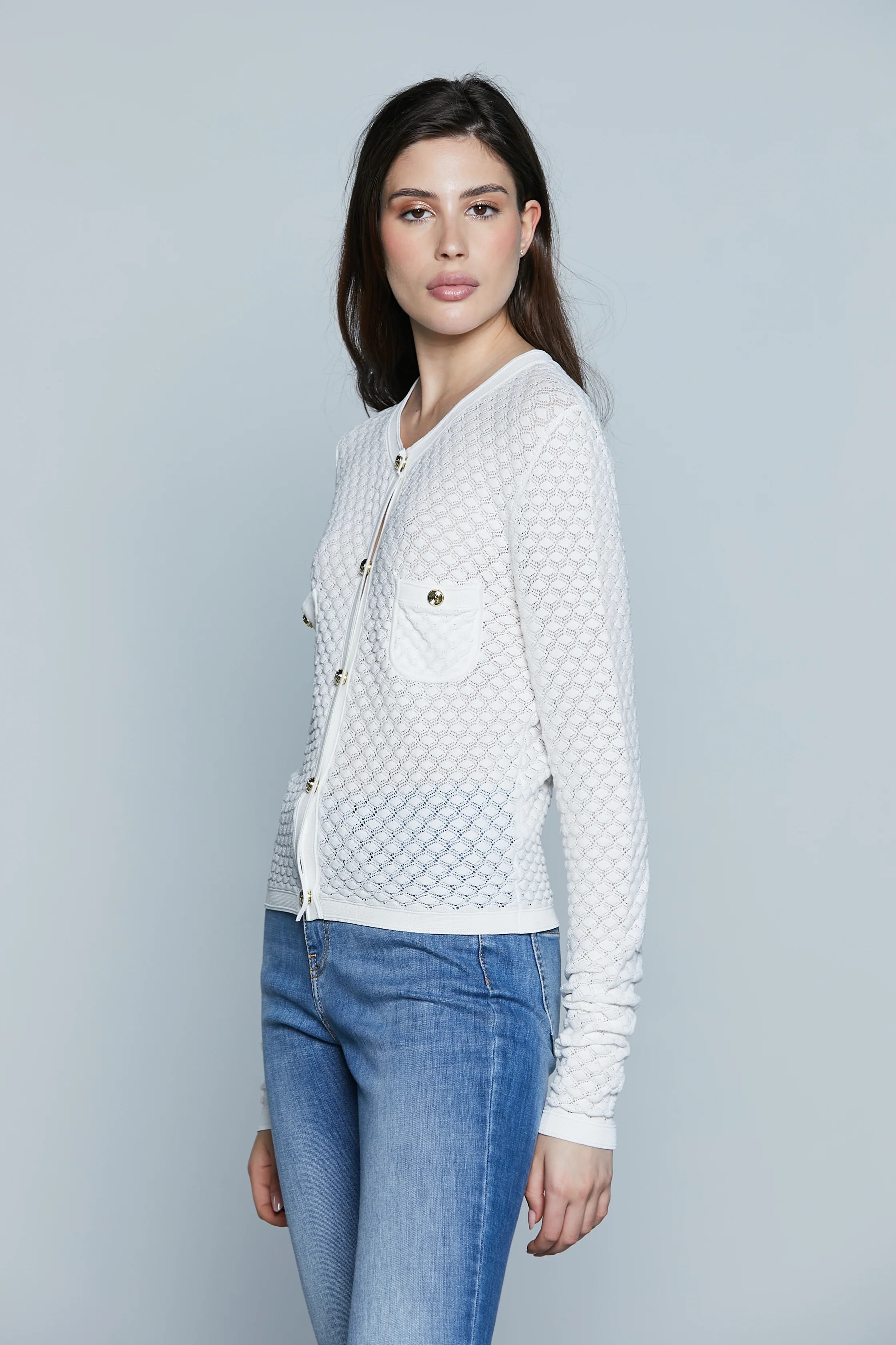 Cardigan DALLAS M/L con Taschini Lav. Nido D'Ape - Image 2