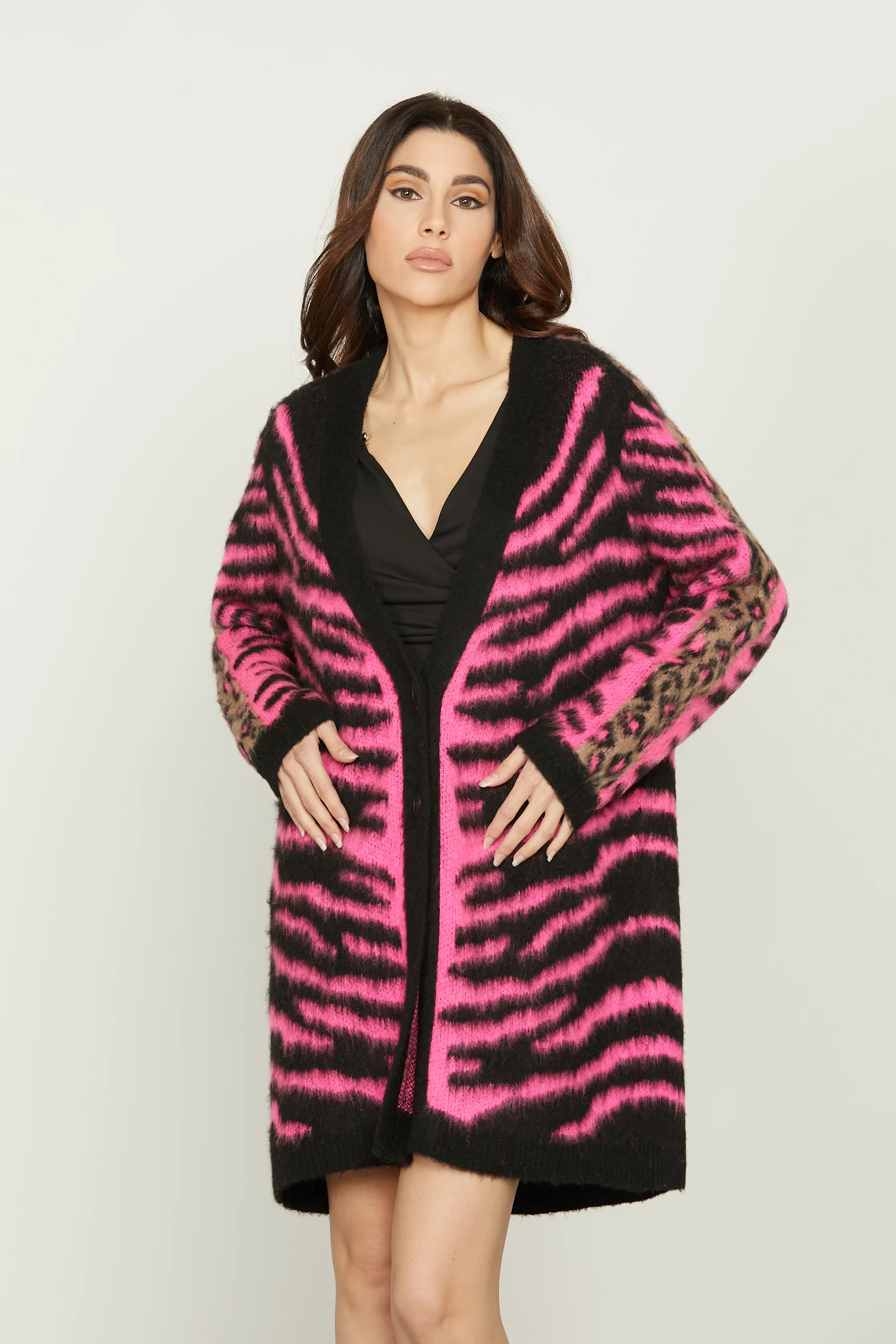 Cardigan INDIAN manica lunga jacquard animalier - Image 3
