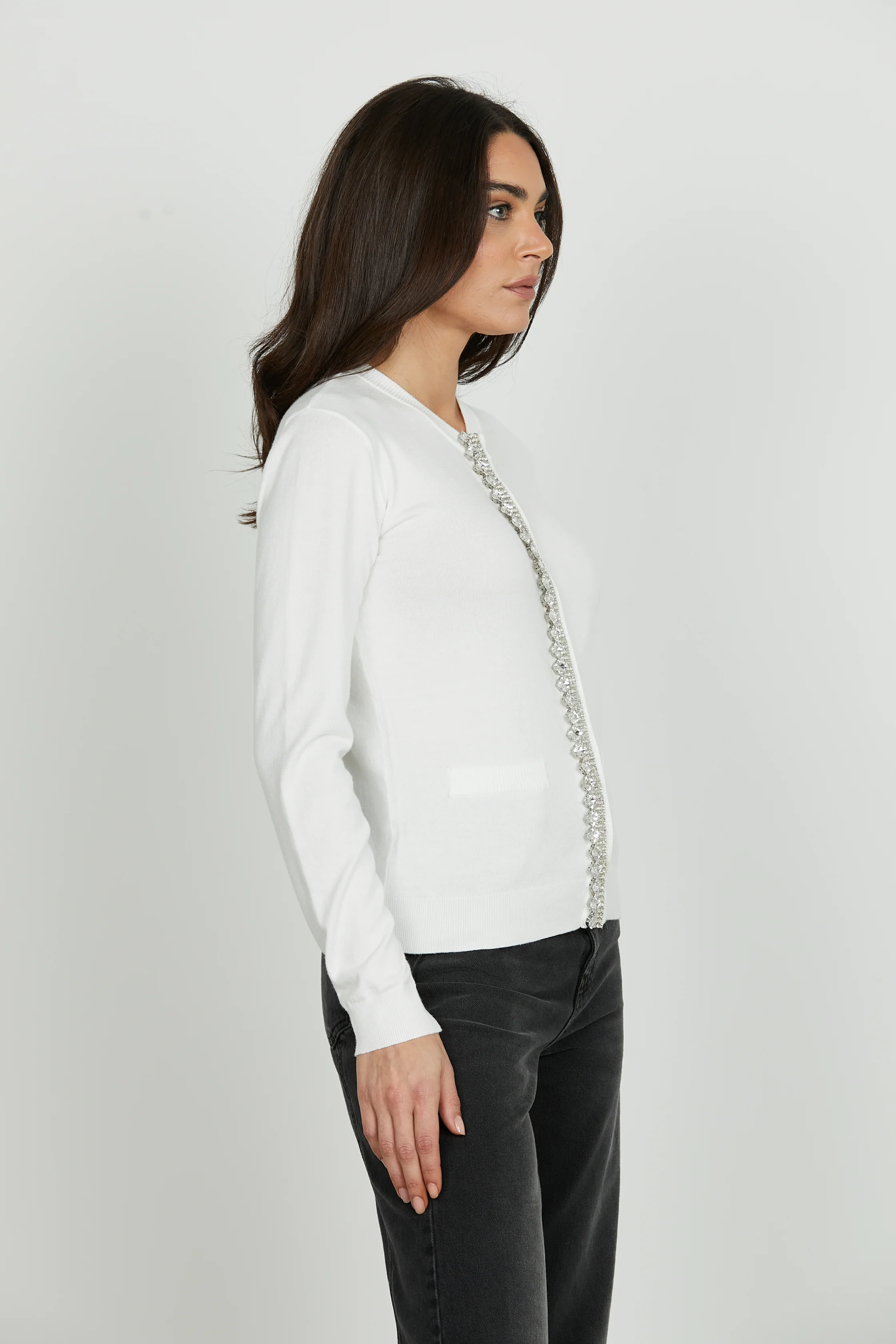 Cardigan LANAI manica lunga con snap più applicazione strass - Image 2