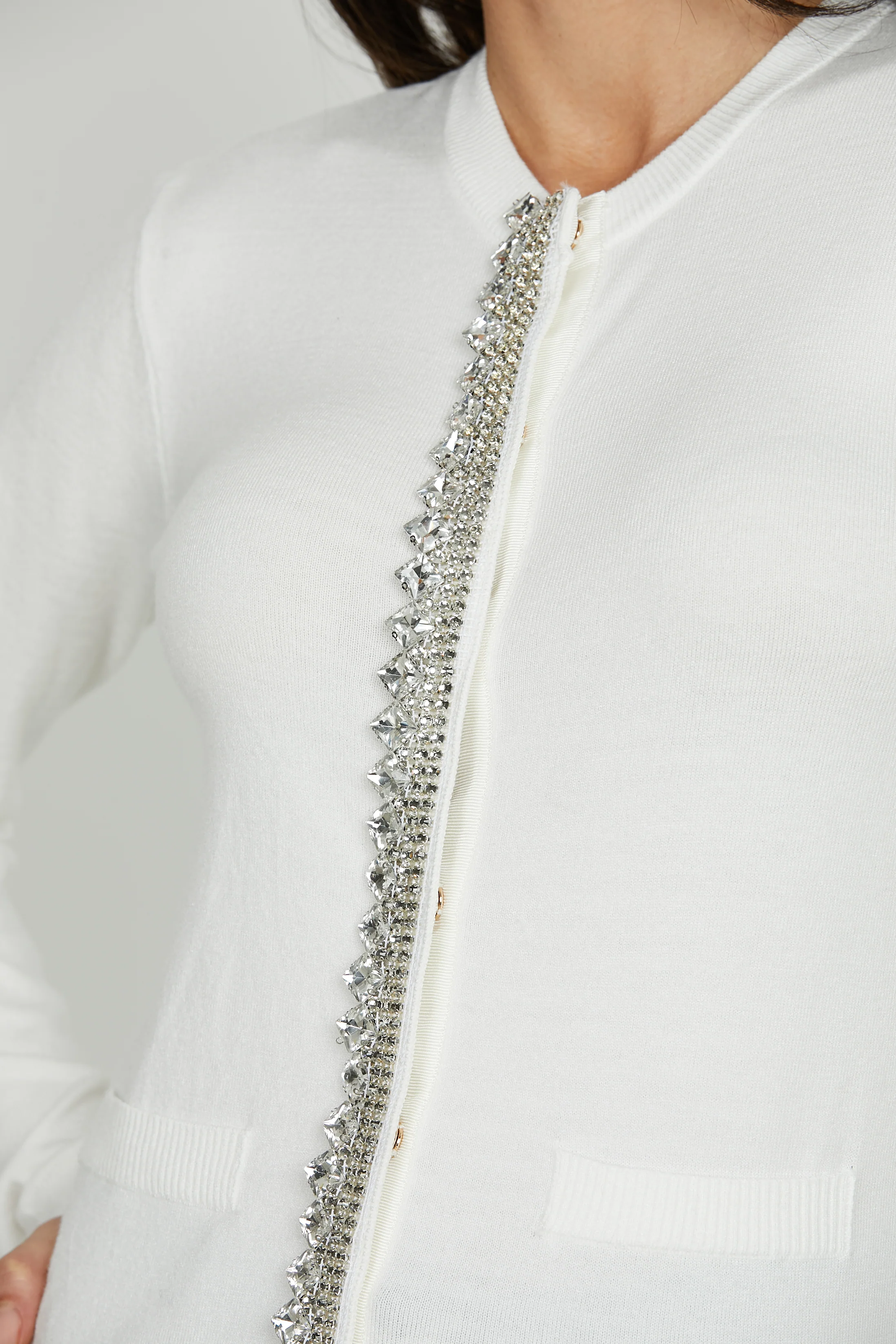 Cardigan LANAI manica lunga con snap più applicazione strass - Image 4