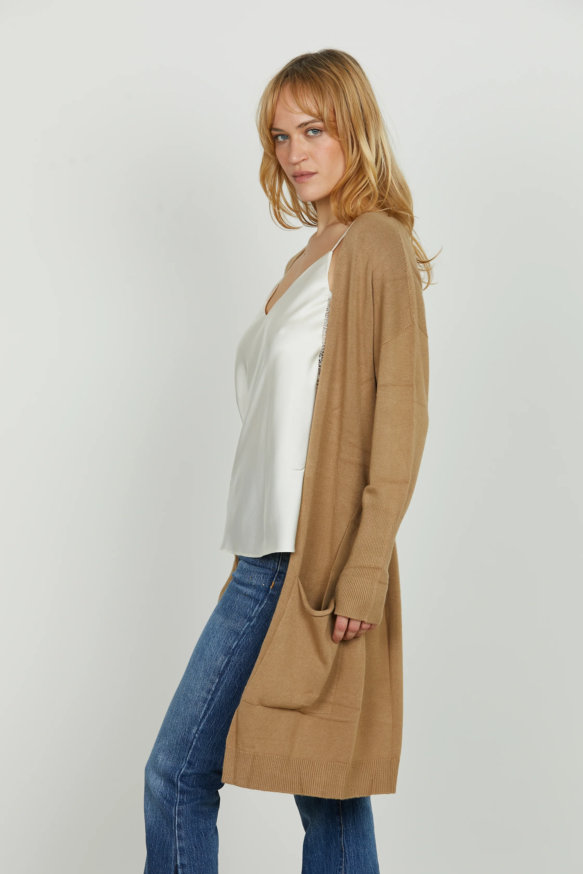 Cardigan MOMIL manica lunga con tasche più cintura - Image 5