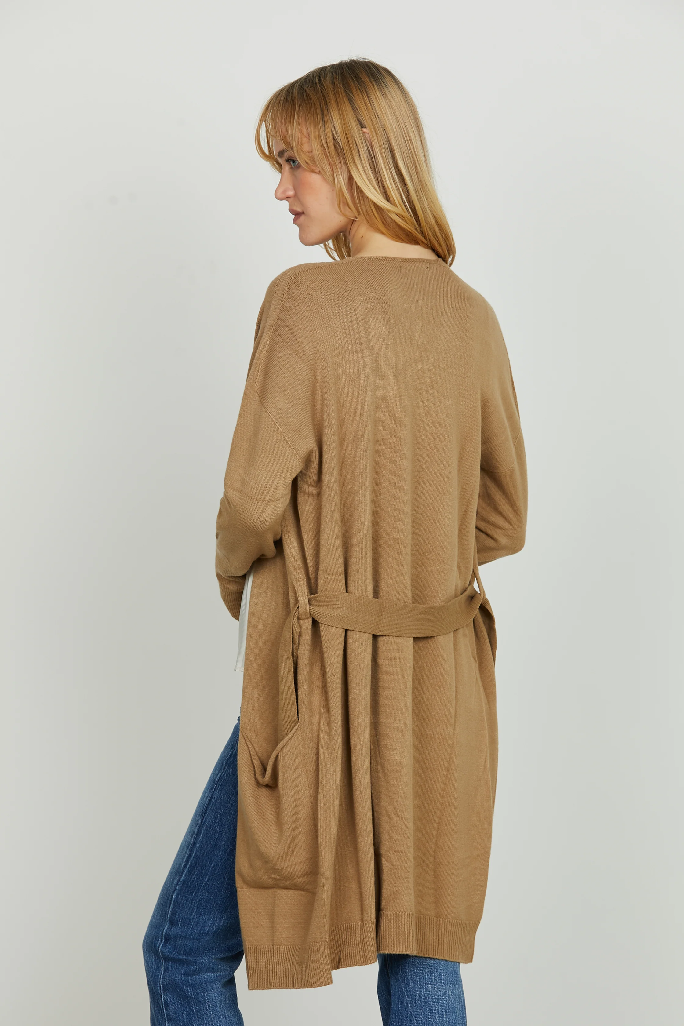 Cardigan MOMIL manica lunga con tasche più cintura - Image 6
