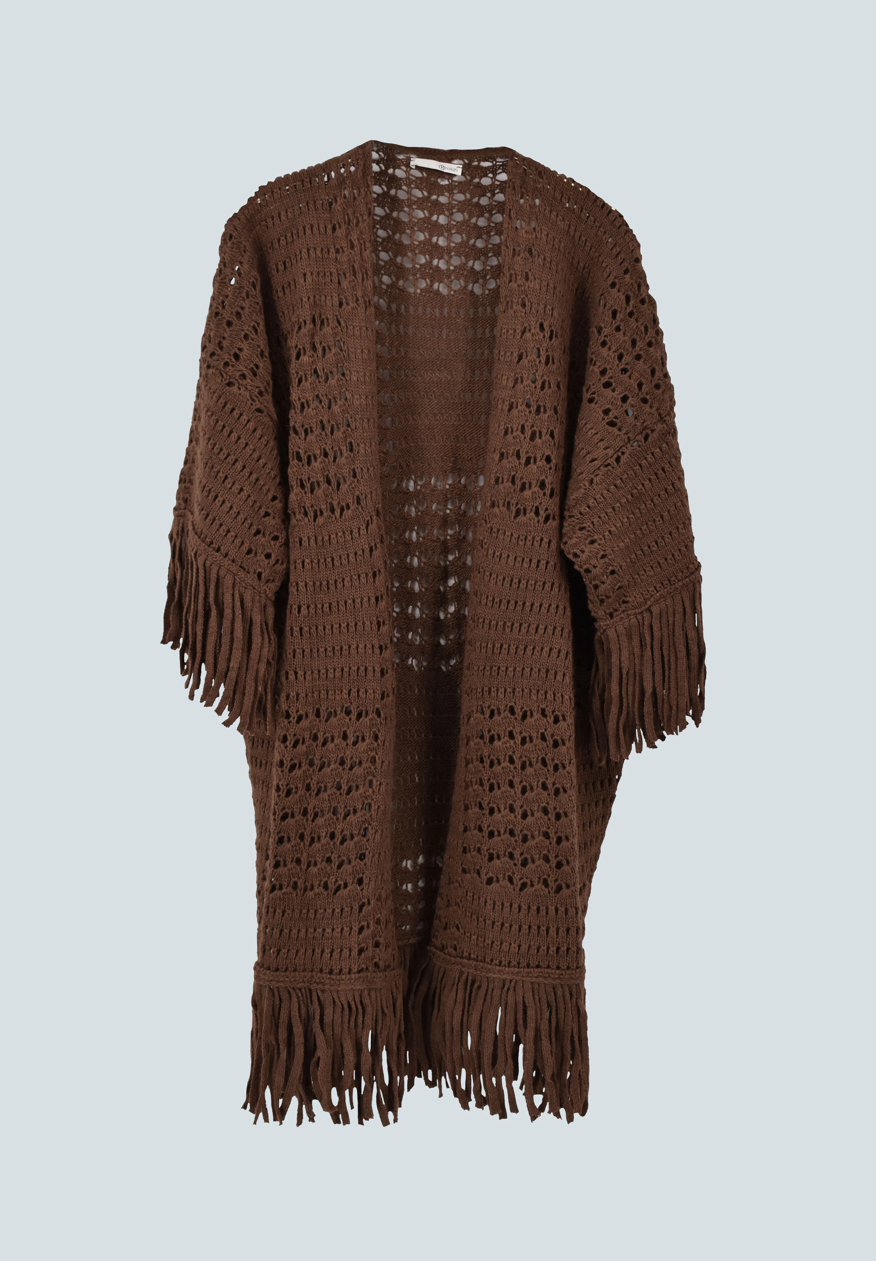 Cardigan MONIA maniche a 3/4 traforato con frange - Image 7