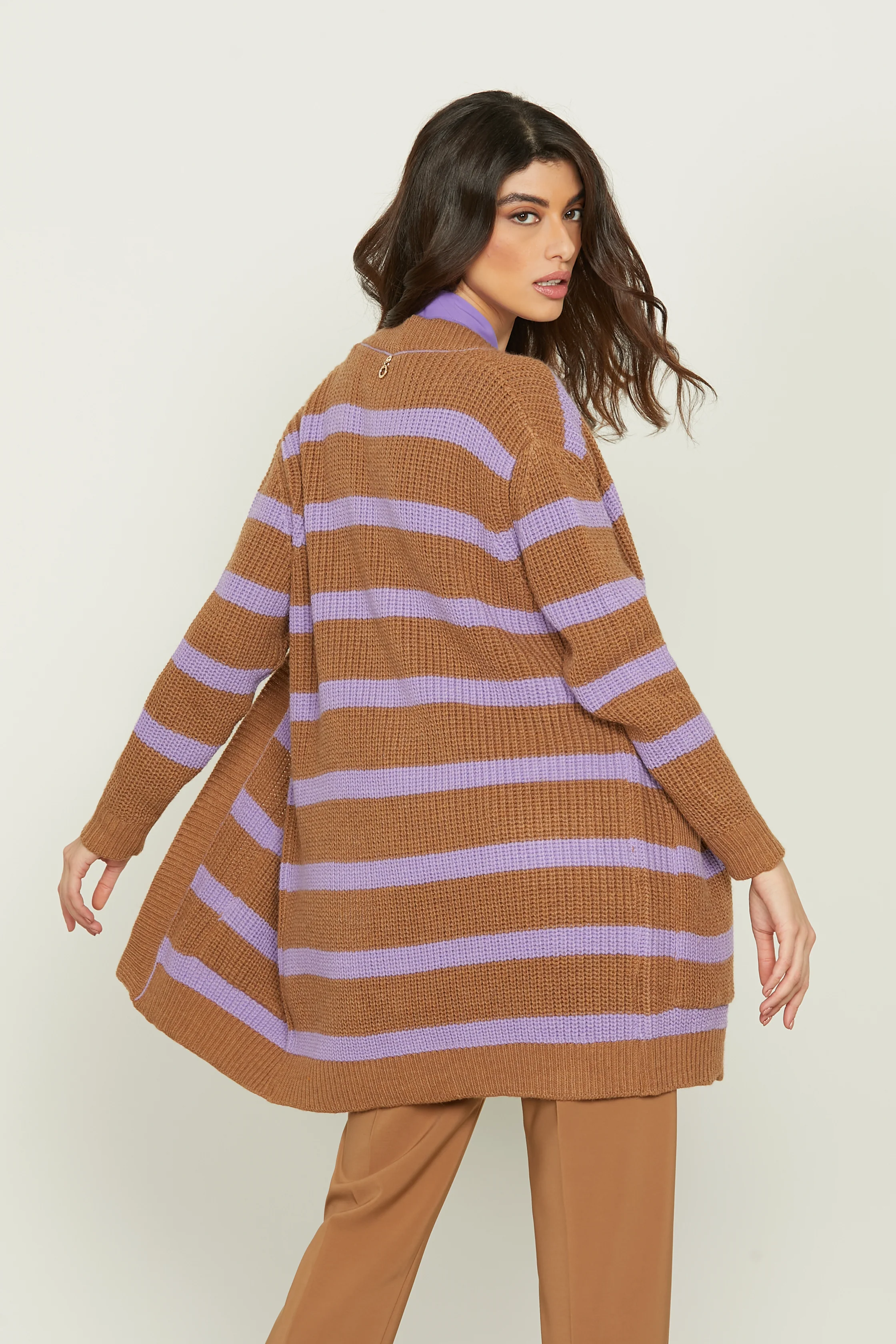 Cardigan PRISCILLA manica lunga con tasche righe - Image 4