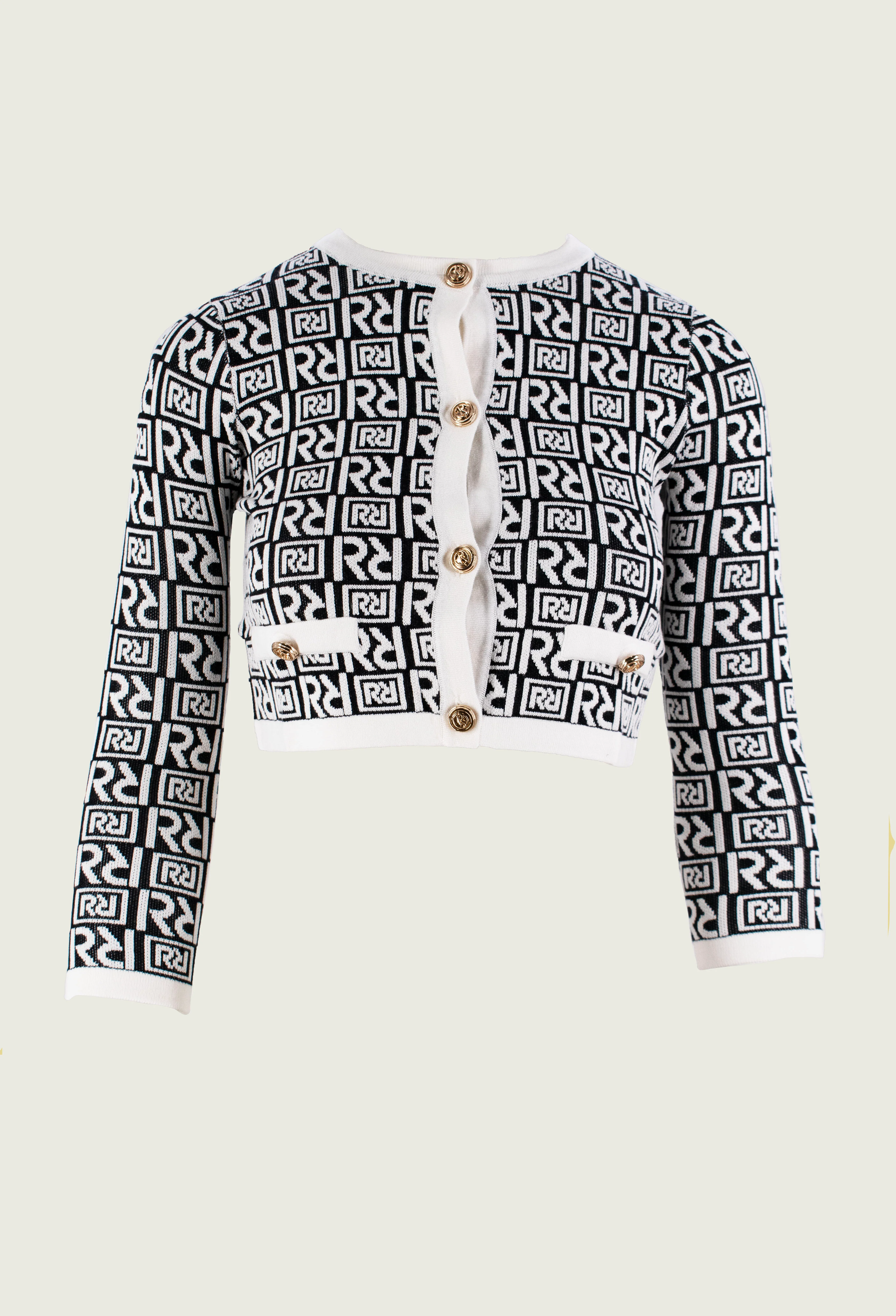 Cardigan REA manica lunga con bottoni jacquard logo - Image 4