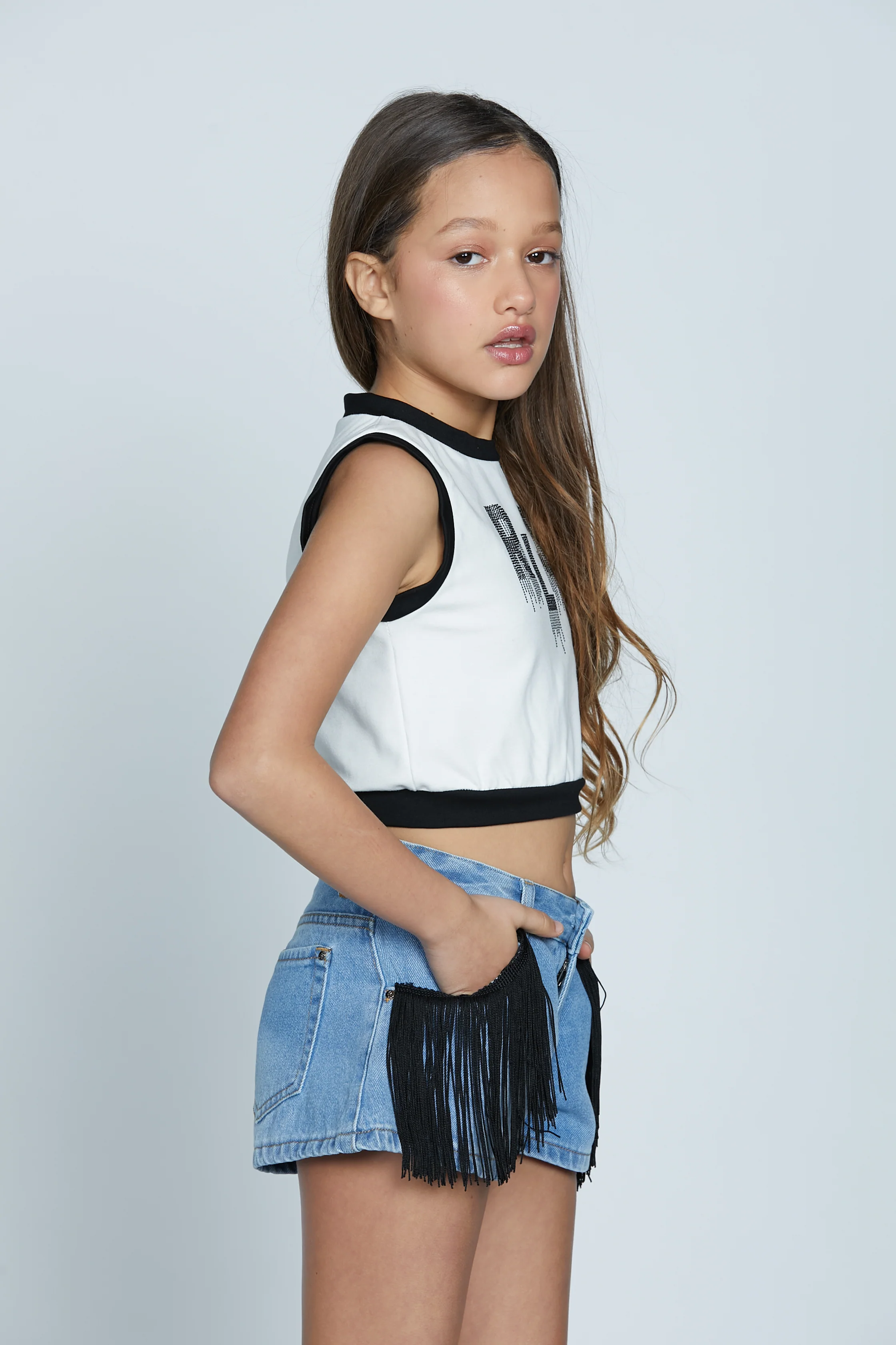 Crop-top HOYA con scritta rlsh strass - Image 2