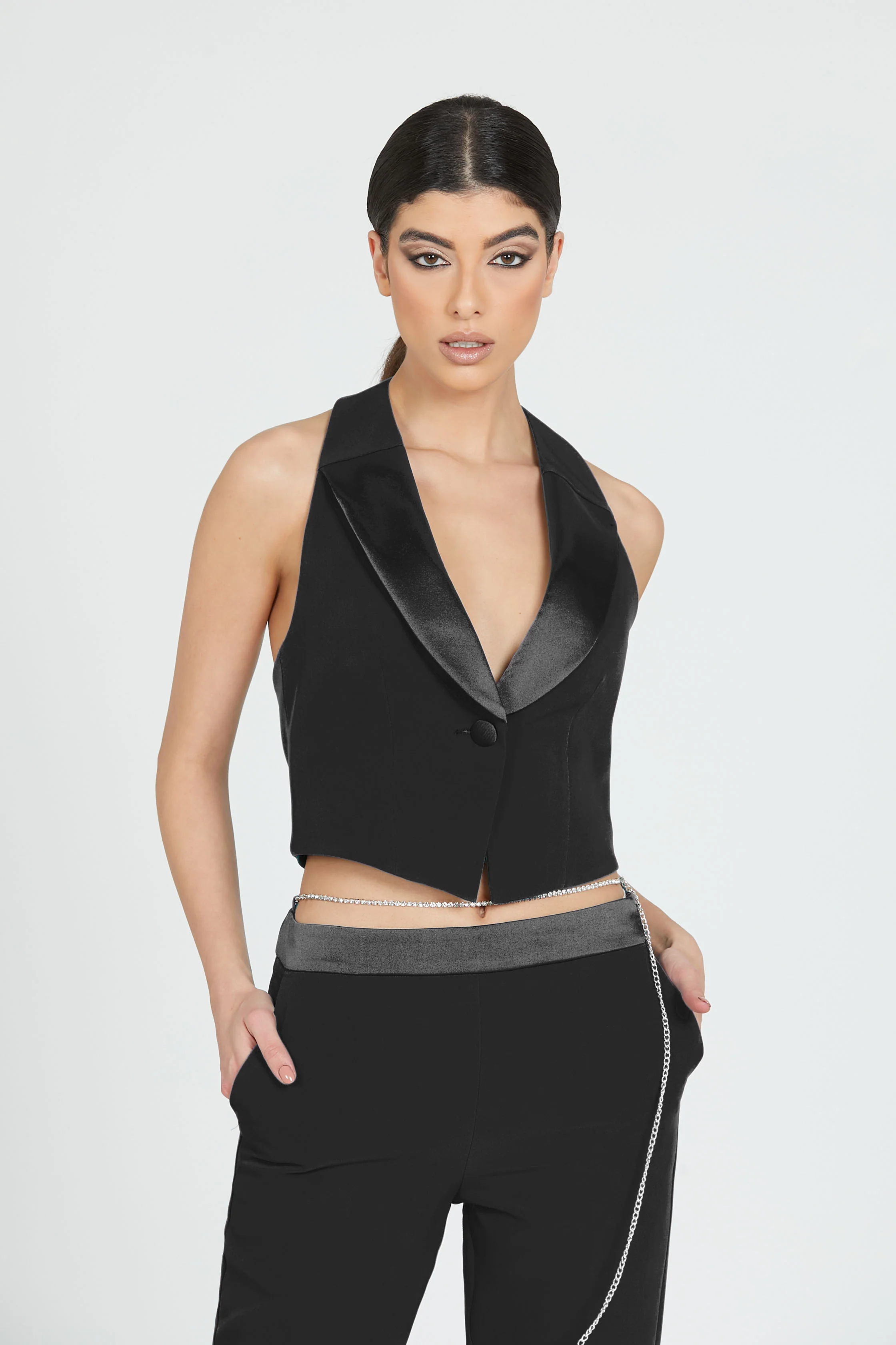Gilet DIGIMON 1 bottone con revers raso - Image 6