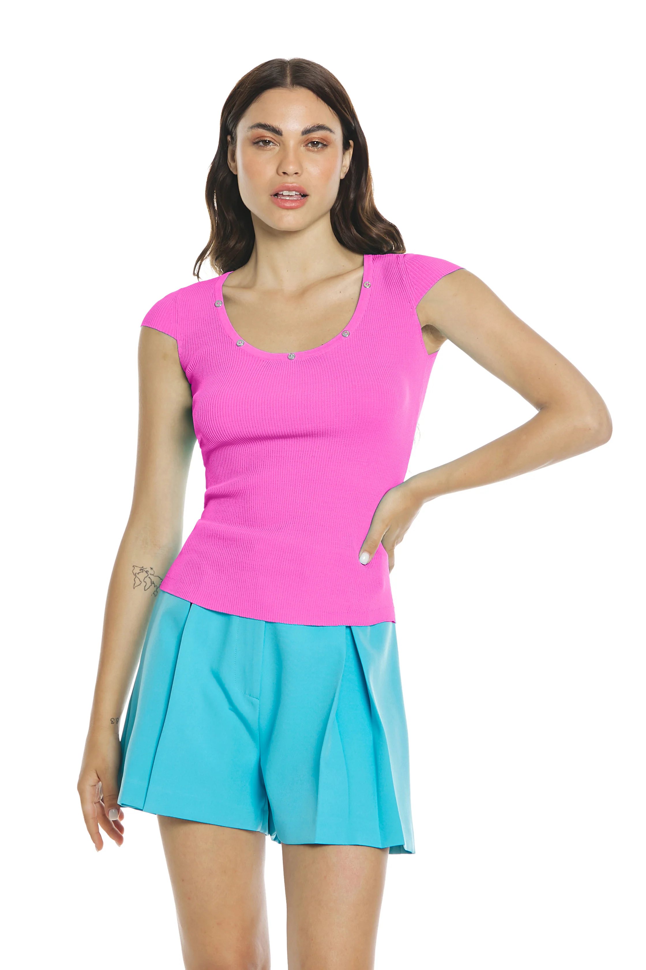 Maglia ARAGONITE mezza manica scollo madonna con bottoncini costina - Image 6