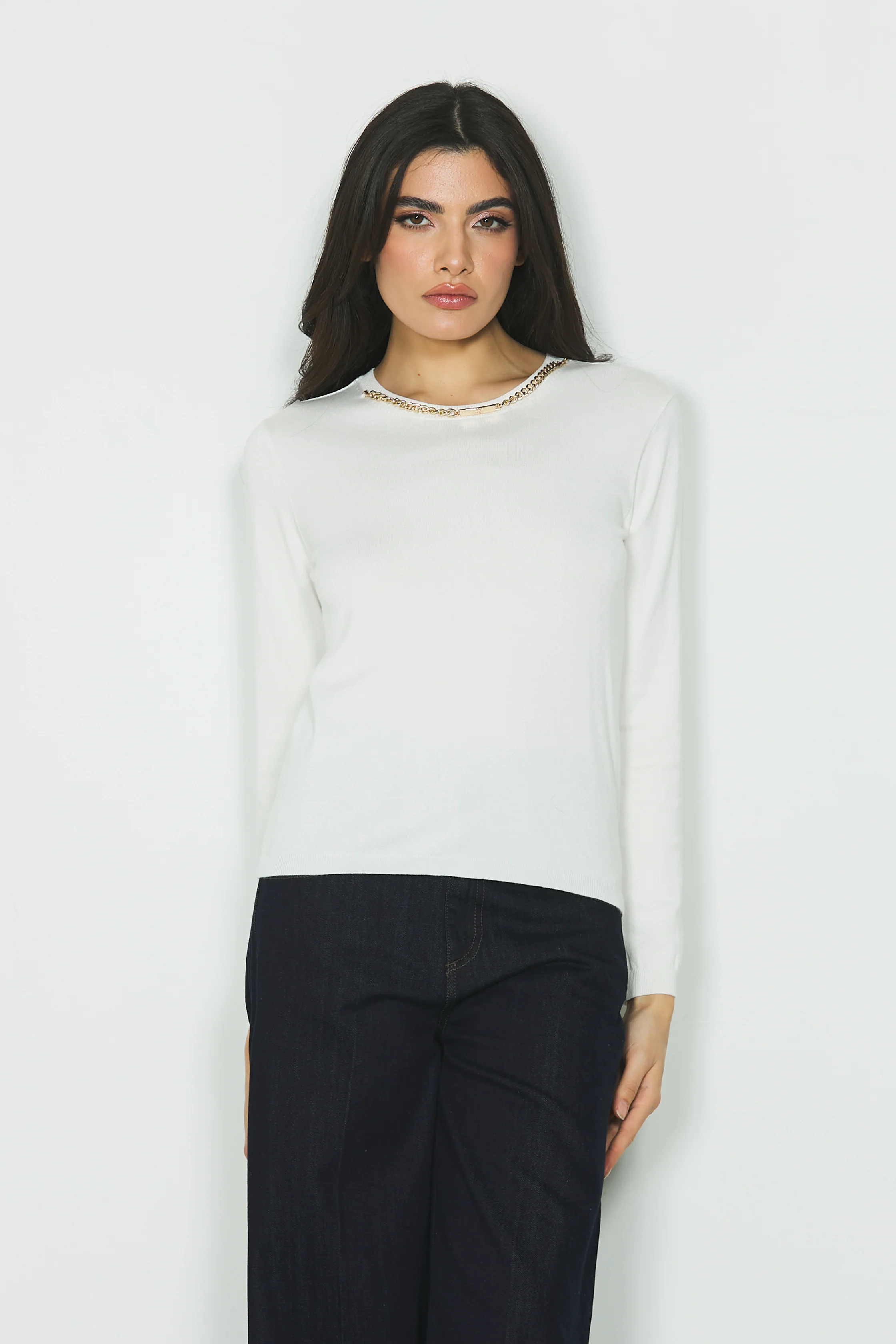 Maglia CLAUDIA manica lunga con collana più logo