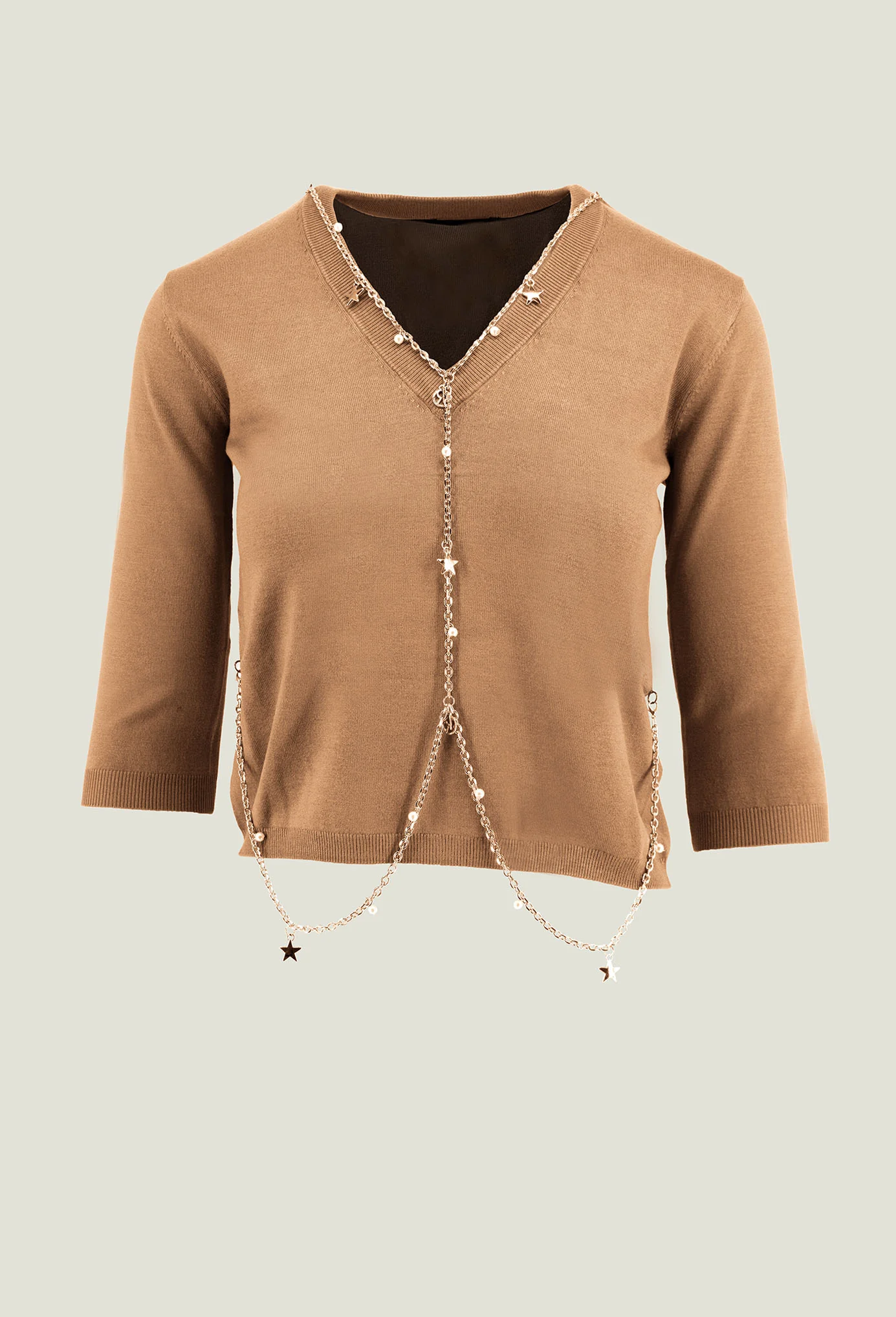 Maglia EOS maniche a 3/4 scollo v con collana più pendagli - Image 9