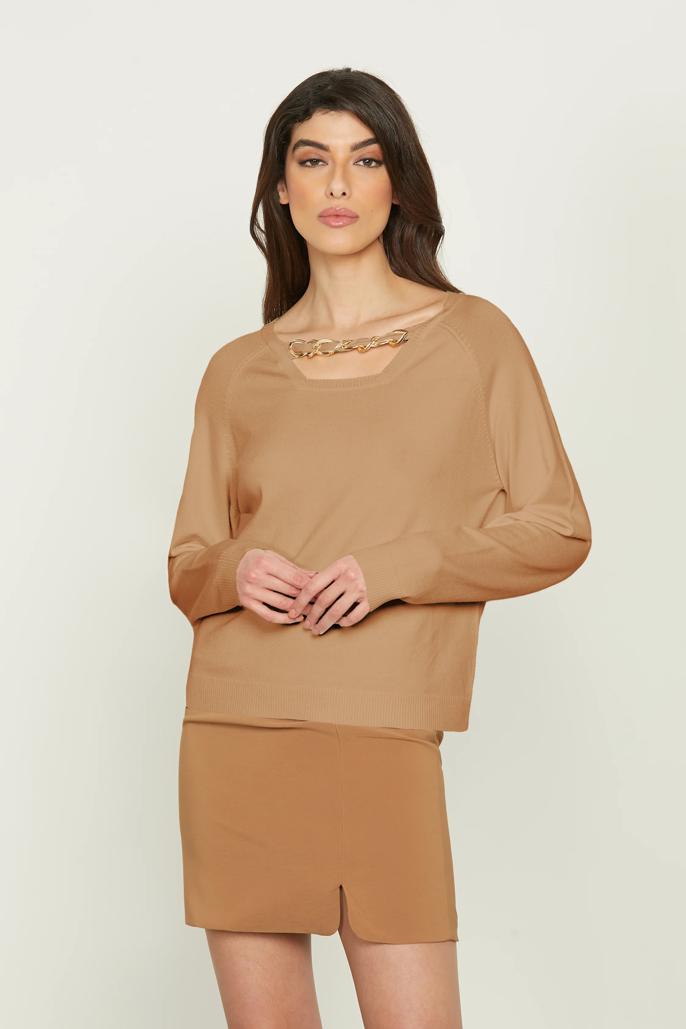 Maglia IRENE manica lunga scollo quadrato con inserto catene - Image 7
