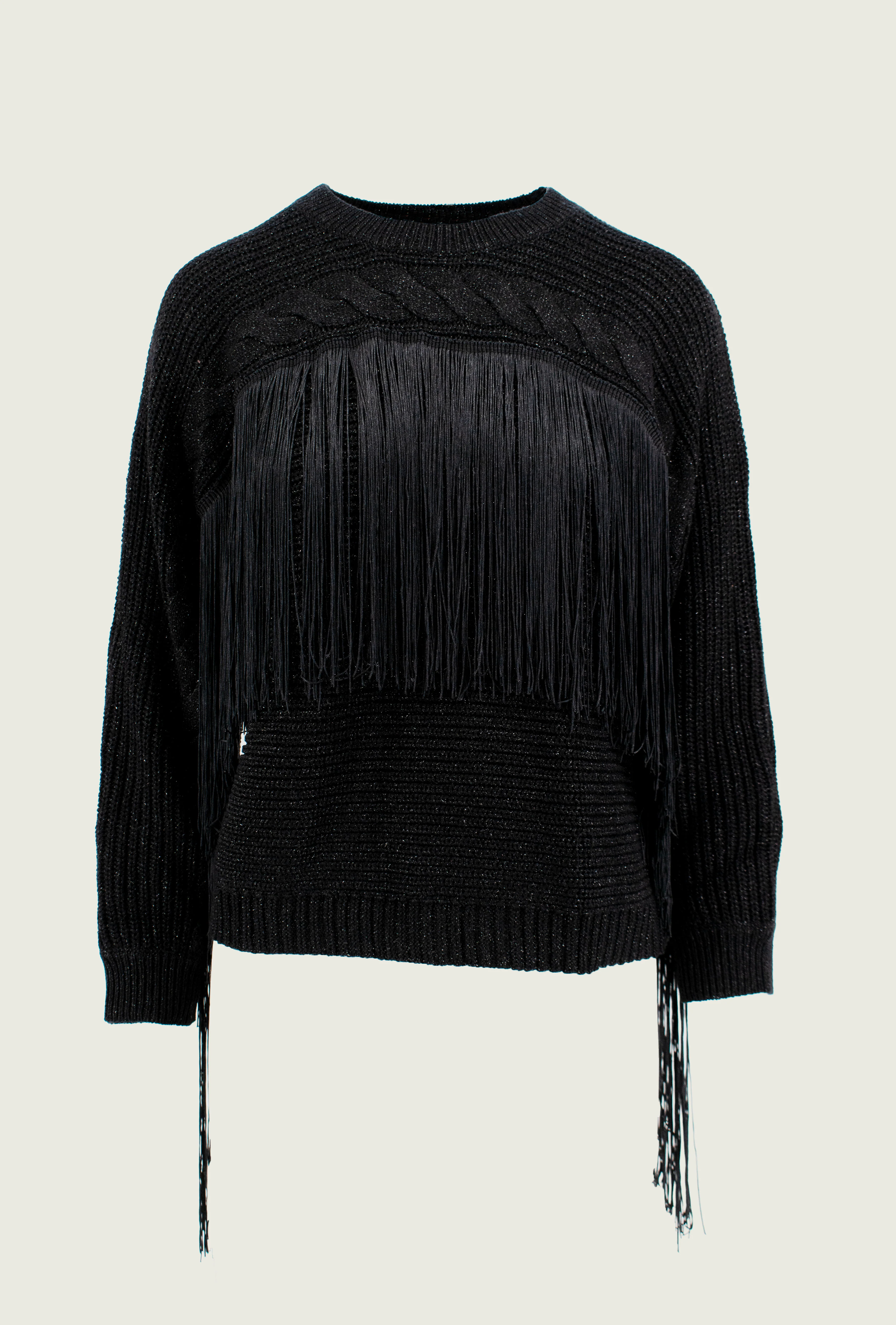 Maglia ROBERTA manica lunga con trecce più frange lurex - Image 6