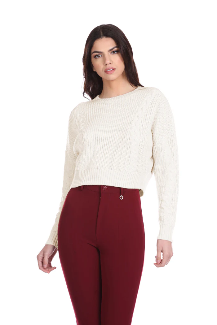 Maglia TRYNER corta manica lunga con jacquard trecce - Image 3