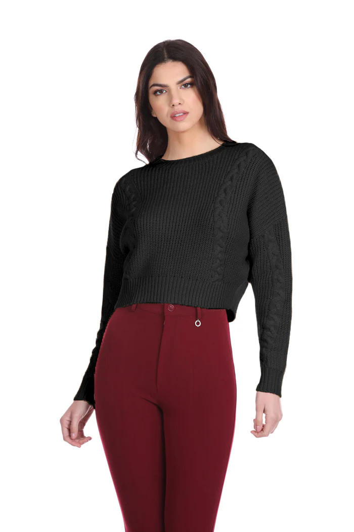 Maglia TRYNER corta manica lunga con jacquard trecce - Image 5