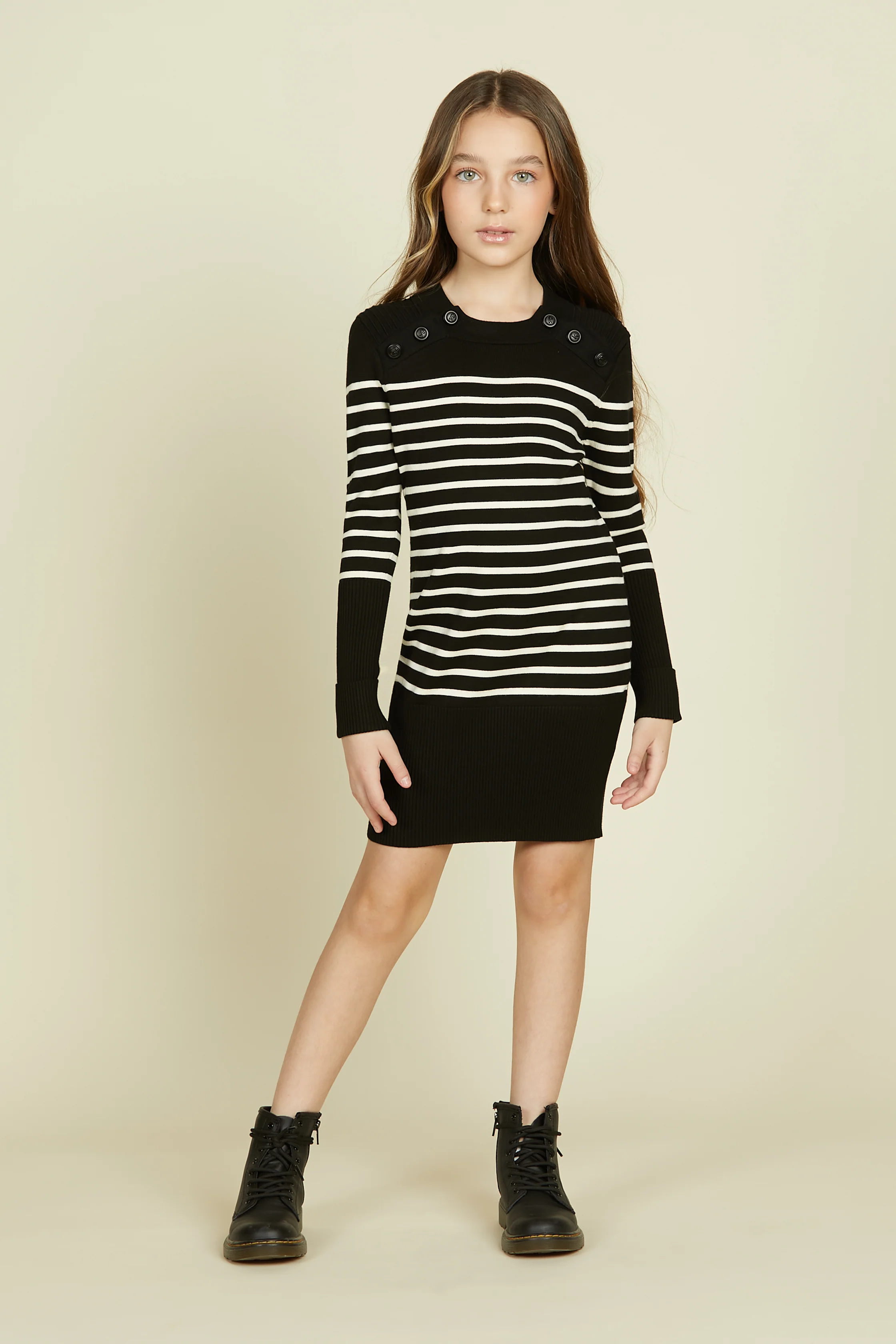 Mini-dress CASSIOPEA corto righe con bottoni