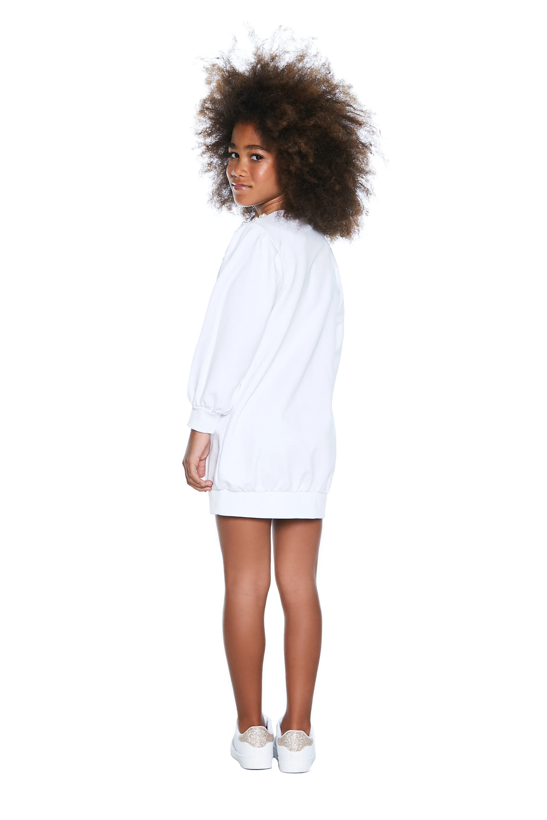 Mini-dress KENSACHI manica lunga con stampa più applicazione collana più perle - Image 3
