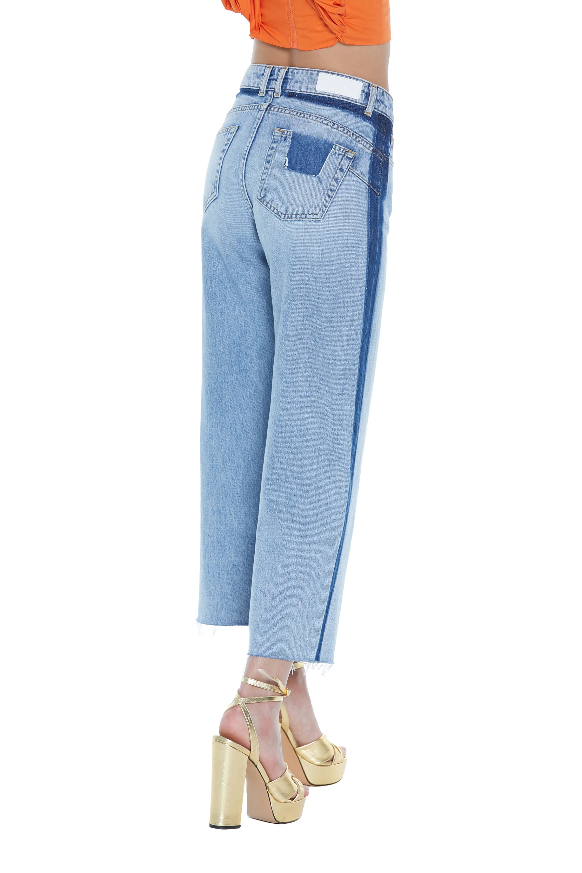 Jeans KOI vita alta zampa fondo sfrangiato denim - Image 4