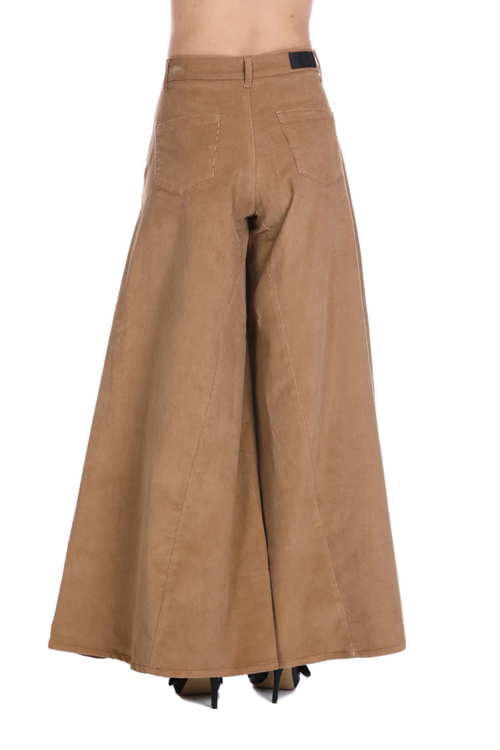 Pantalone TUTALA vita alta gamba ampia con tasche francesi velluto mille righe - Image 5