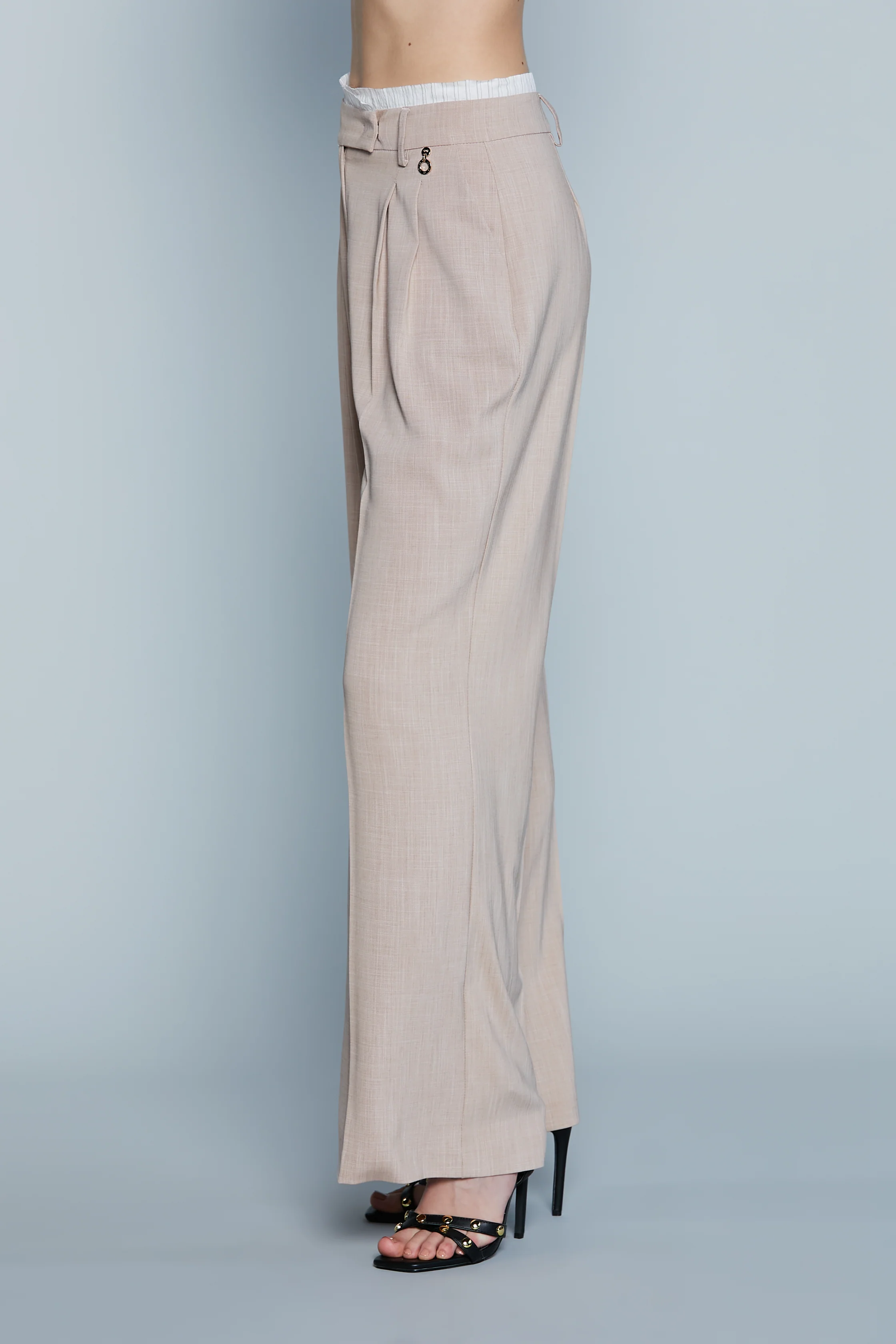 Pantalone CIUDAD Vita Alta con Pinces più Tasche più Orlo A Contrasto - Image 3