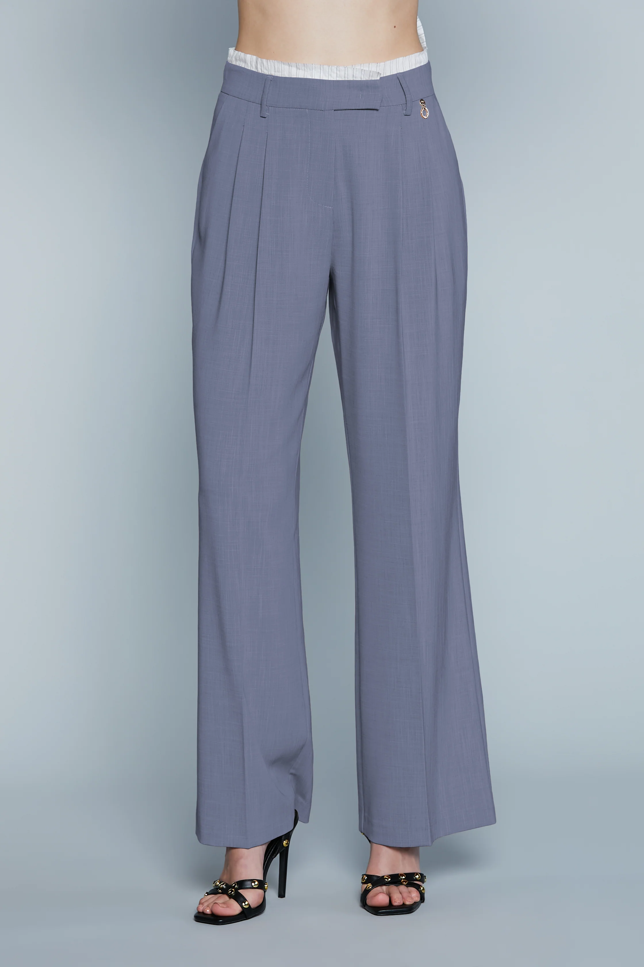 Pantalone CIUDAD Vita Alta con Pinces più Tasche più Orlo A Contrasto - Image 6