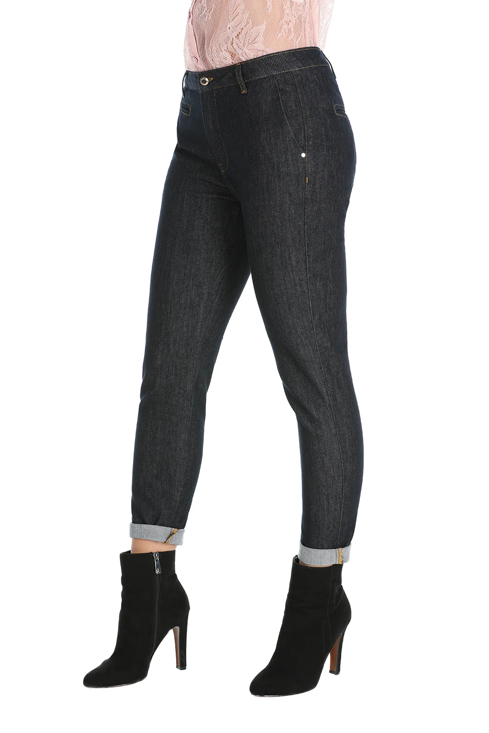 Pantalone jeans con tsche francesi blue scuro BASMA - Image 2