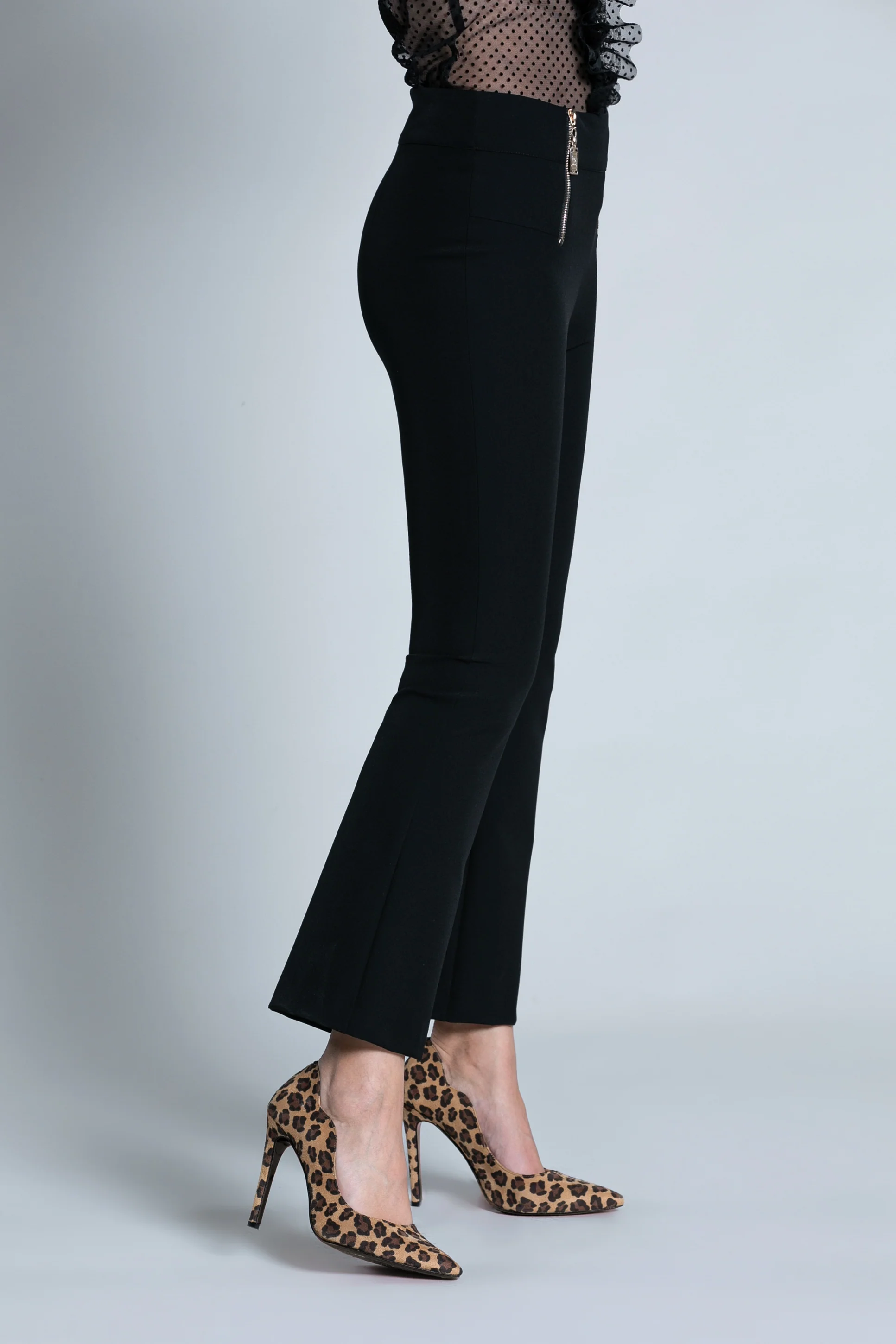 Pantalone NORY vita alta crop con doppia zip - Image 3