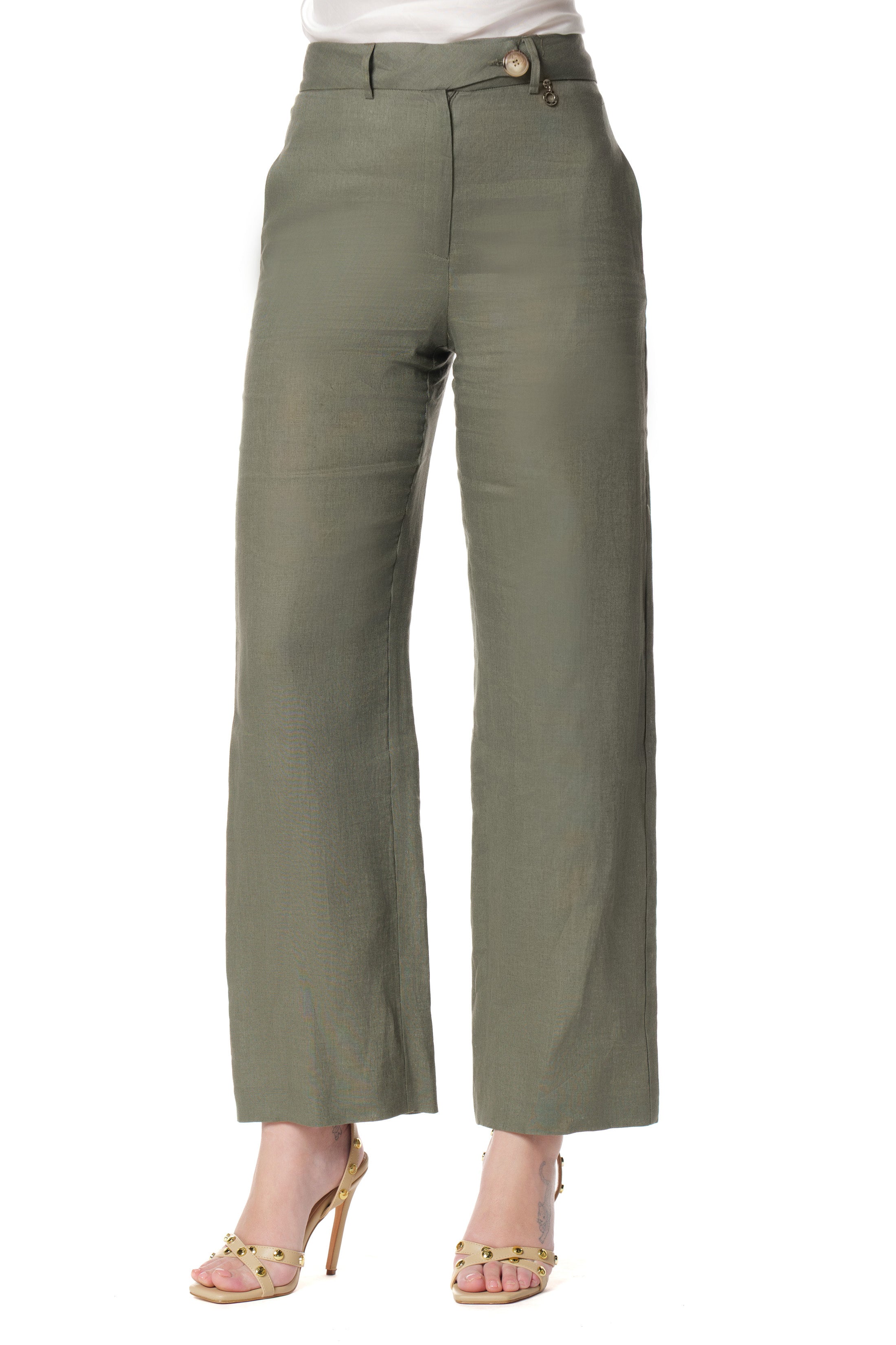 Pantalone STESALI Vita Alta Palazzo con Tasche Francesi più Filetto - Image 4