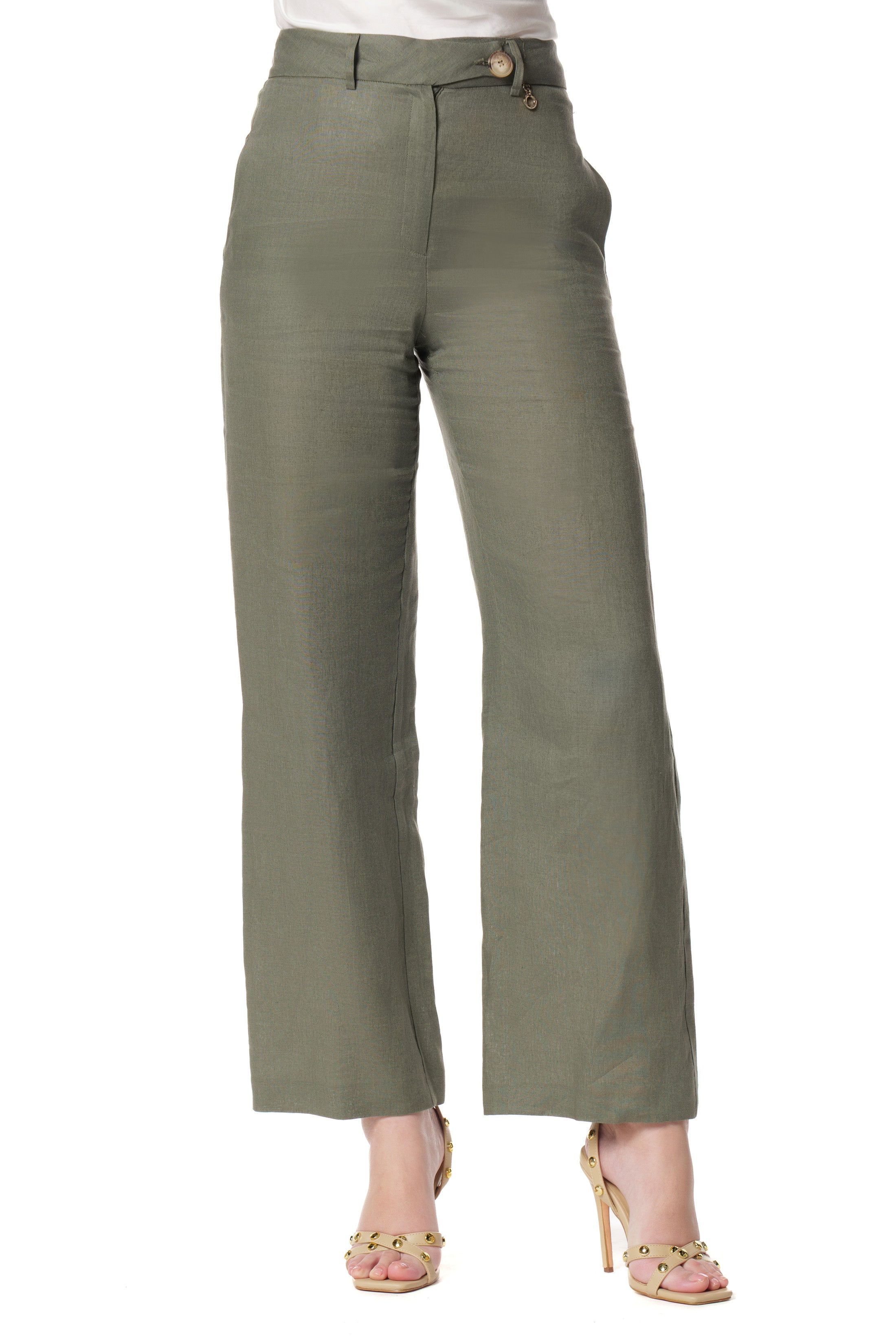 Pantalone STESALI Vita Alta Palazzo con Tasche Francesi più Filetto - Image 5